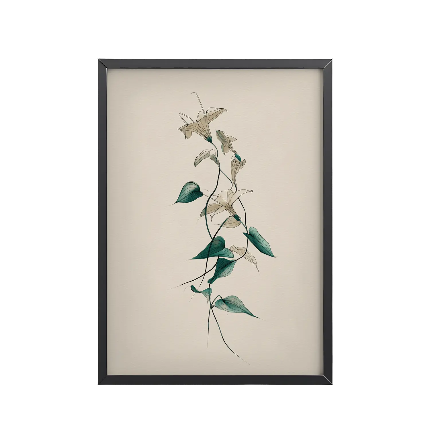 124Black_Frame_DINA4_Mockup_PSD_TransparentLily Flow Lily Flow — Japandi Floral Line-Art Decor Lilies — Framed Poster