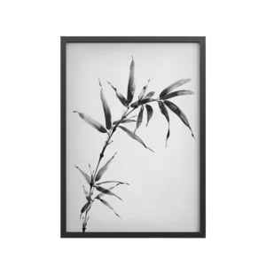 Minimalist Bamboo — Sumi-e Black Ink Wall Art — Framed Poster
