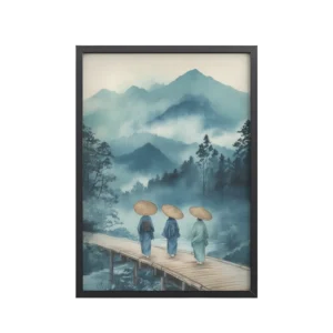 Path of Mist and Pines – Ukiyo-e Wall Art Print – Framed Poster