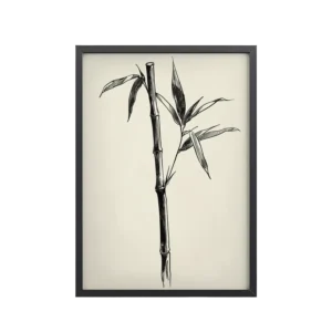 Bamboo Line — Minimal Ink Drawing Wall Art — Framed Poster