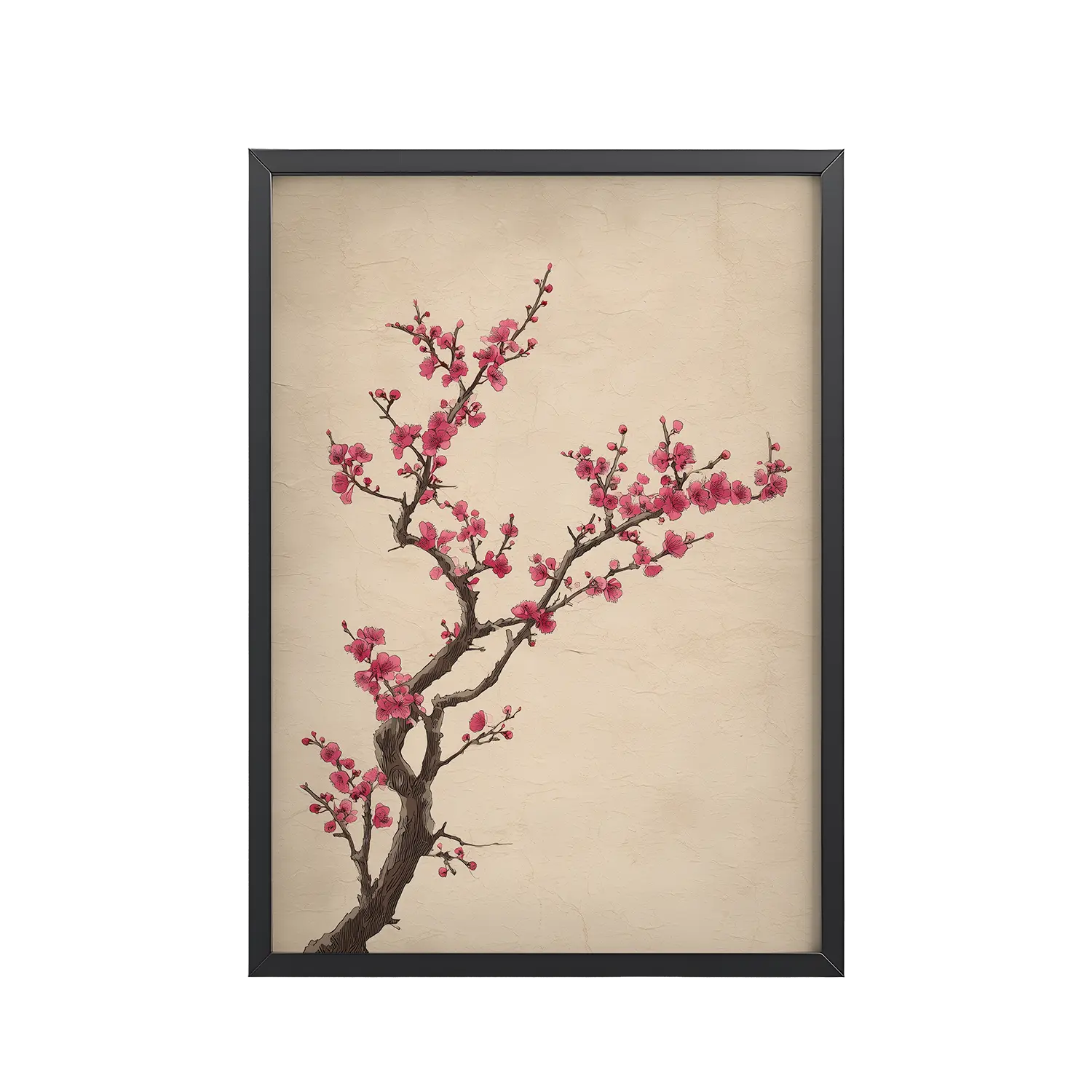 162Black_Frame_DINA4_Mockup_PSD_TransparentPlum Blossom Branch Plum Blossom Branch — Japanese Ink Illustration Wall Decor — Framed Poster