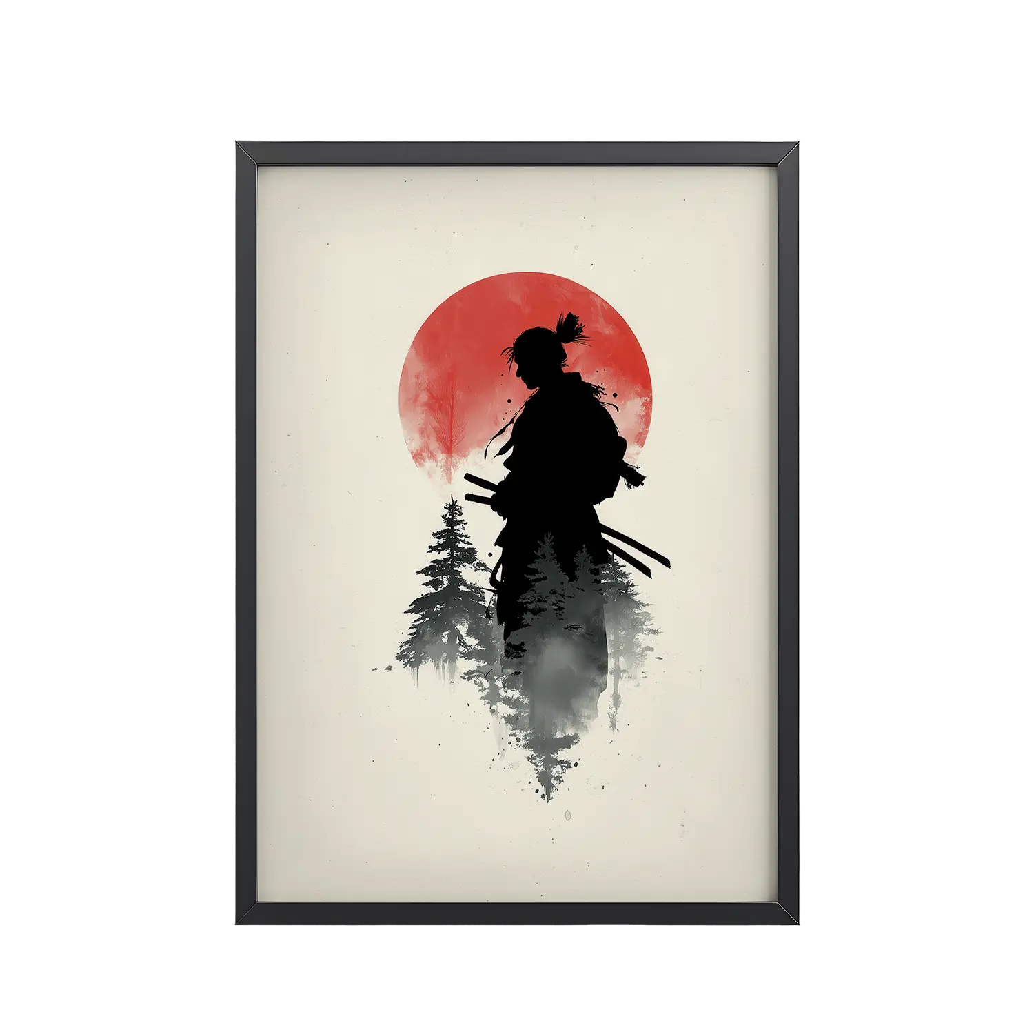 184Black_Frame_DINA4_Mockup_PSD_TransparentSilent Watch – Samurai II Silent Watch Samurai II – Minimalist Japandi Samurai Minimal Japanese Decor – Framed Poster