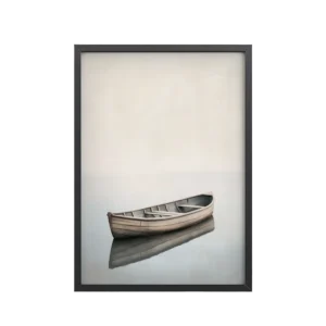 Still Waters Rowboat — Minimal Japandi Boat Wall Art — Framed Poster