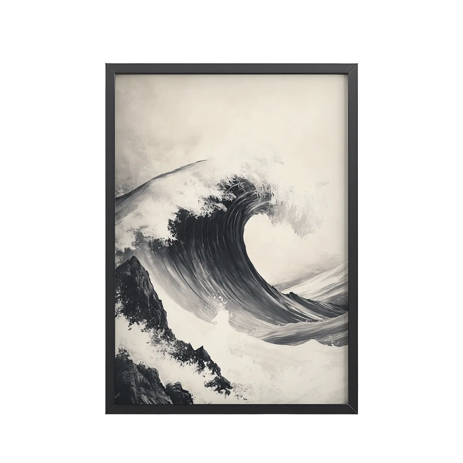 199Black_Frame_DINA4_Mockup_PSD_TransparentTidal Harmony-topaz-enhance Tidal Harmony — Japanese Wave Minimal Seascape Wall Art — Framed Poster