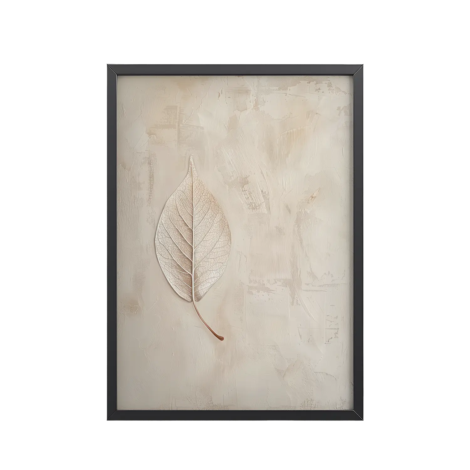 226Black_Frame_DINA4_Mockup_PSD_TransparentWabi-Sabi Leaf Wabi-Sabi Leaf II — Neutral Textured Botanical Wall Art — Framed Poster