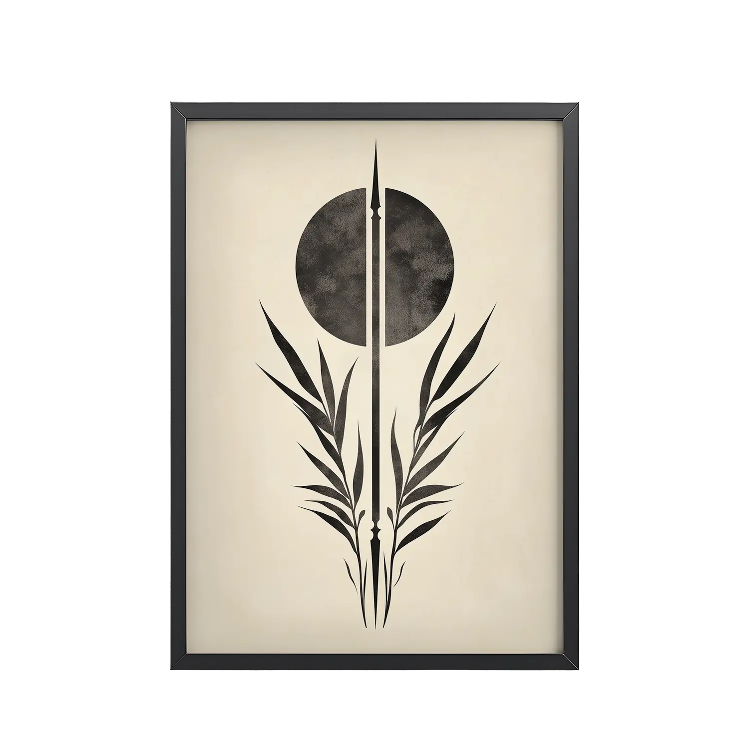 245Black_Frame_DINA4_Mockup_PSD_TransparentZen Botanical Emblem Zen Botanical Emblem — Minimal Botanical Ink Wall Art — Framed Poster