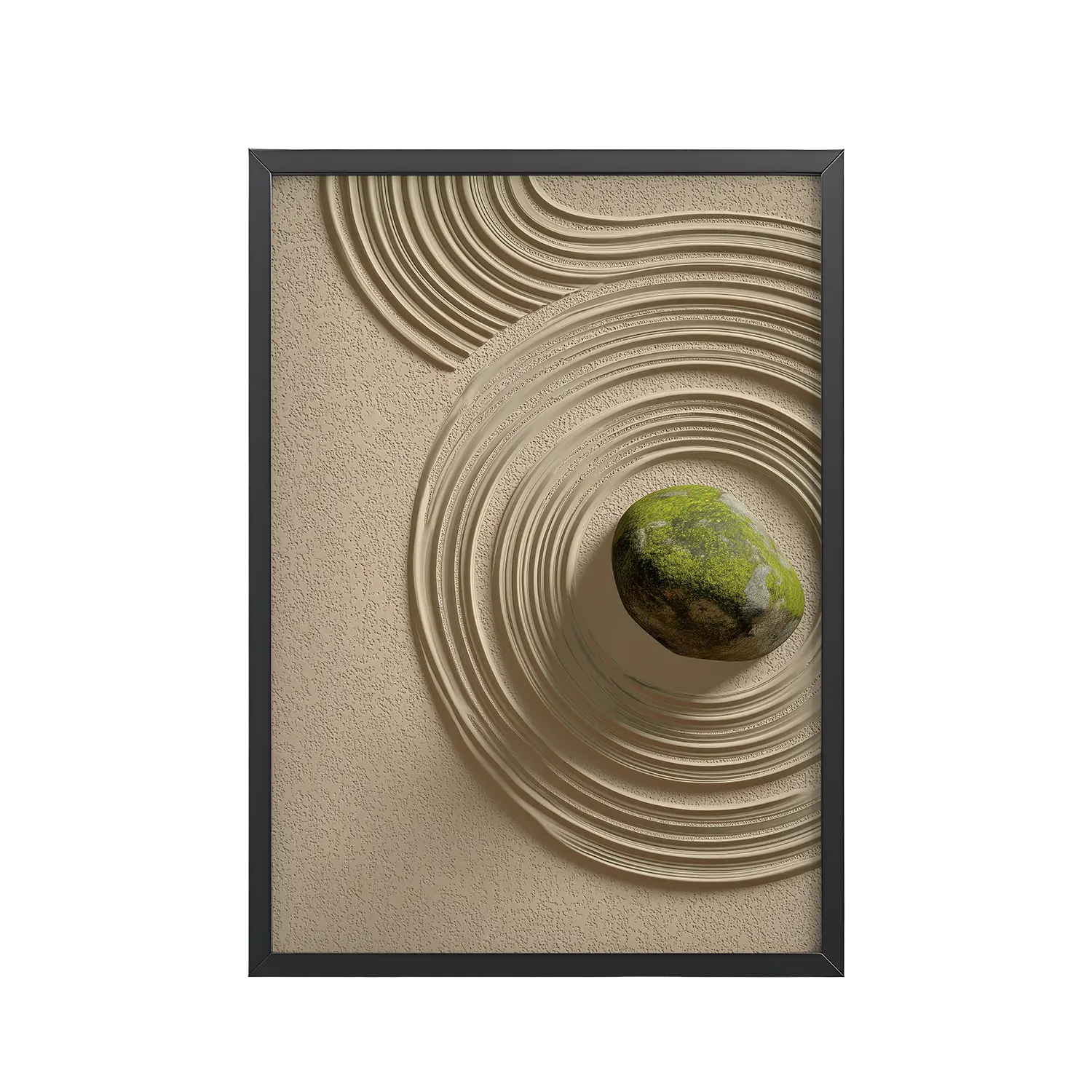 250Black_Frame_DINA4_Mockup_PSD_TransparentZen Garden Harmony – Moss Stone I Zen Garden Harmony – Moss Stone I Minimal Wall Art – Framed Poster