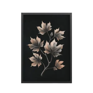 Bronzed Maple Elegance — Metallic Leaf Nature Wall Art — Framed Poster