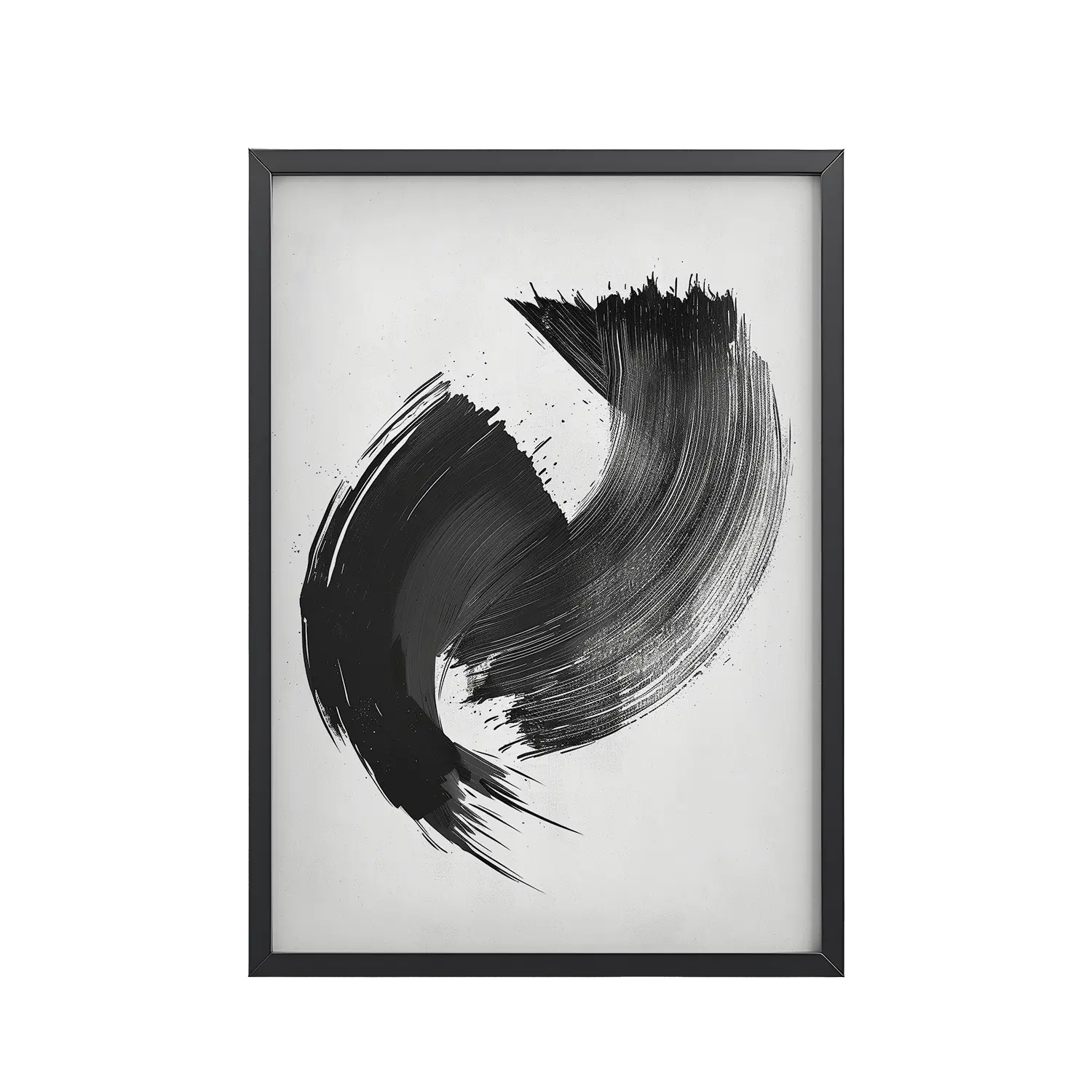 27Black_Frame_DINA4_Mockup_PSD_TransparentBrushstroke Swirl Brushstroke Swirl — Zen Sumi-e Ink Abstract Wall Decor — Framed Poster