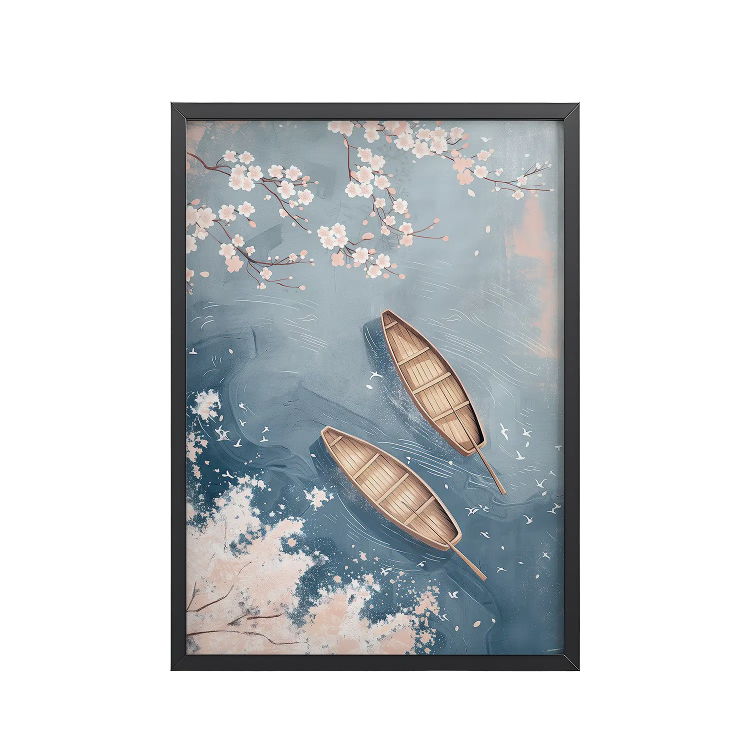 30Black_Frame_DINA4_Mockup_PSD_TransparentCherry Blossom Drifting Cherry Blossom Drifting — Sakura River Landscape Wall Art — Framed Poster