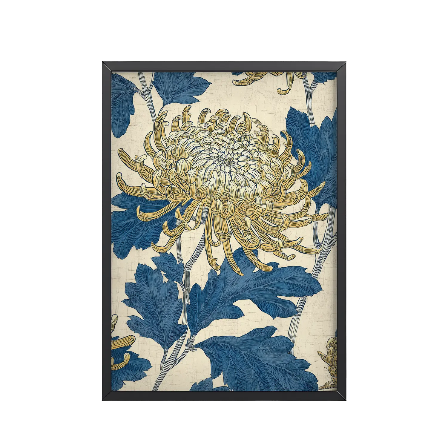 32Black_Frame_DINA4_Mockup_PSD_TransparentChrysanthemum Pattern Chrysanthemum Pattern — Botanical Wall Art — Framed Poster