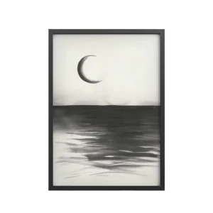 Crescent Reflections — Minimal Seascape Wall Decor — Framed Poster