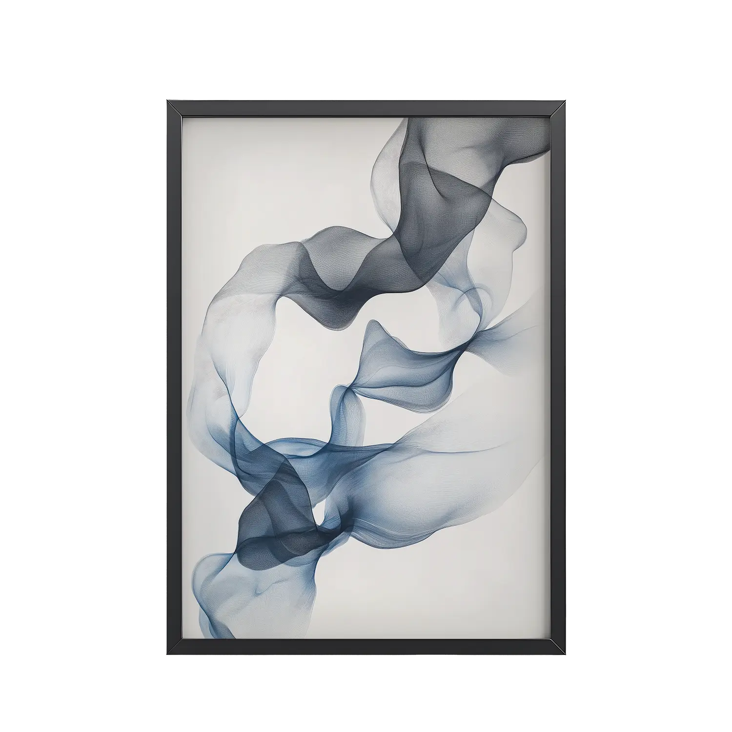 59Black_Frame_DINA4_Mockup_PSD_TransparentEthereal Smoke Dance Ethereal Smoke Dance — Floating Blue-Grey Ribbon Abstract Wall Art — Framed Poster