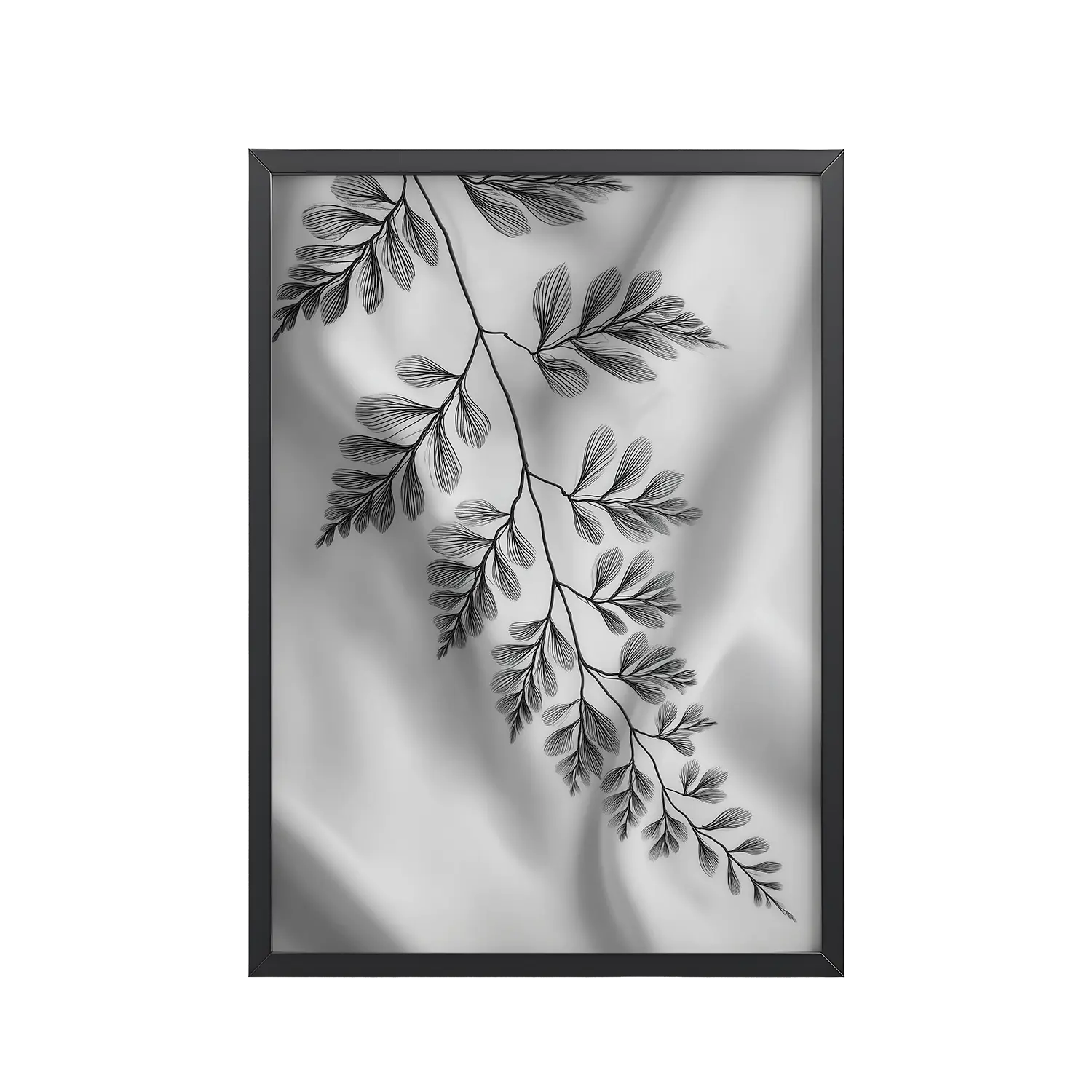 61Black_Frame_DINA4_Mockup_PSD_TransparentFern of Still Shadows Fern of Still Shadows — Botanical Ink Wall Decor — Framed Poster