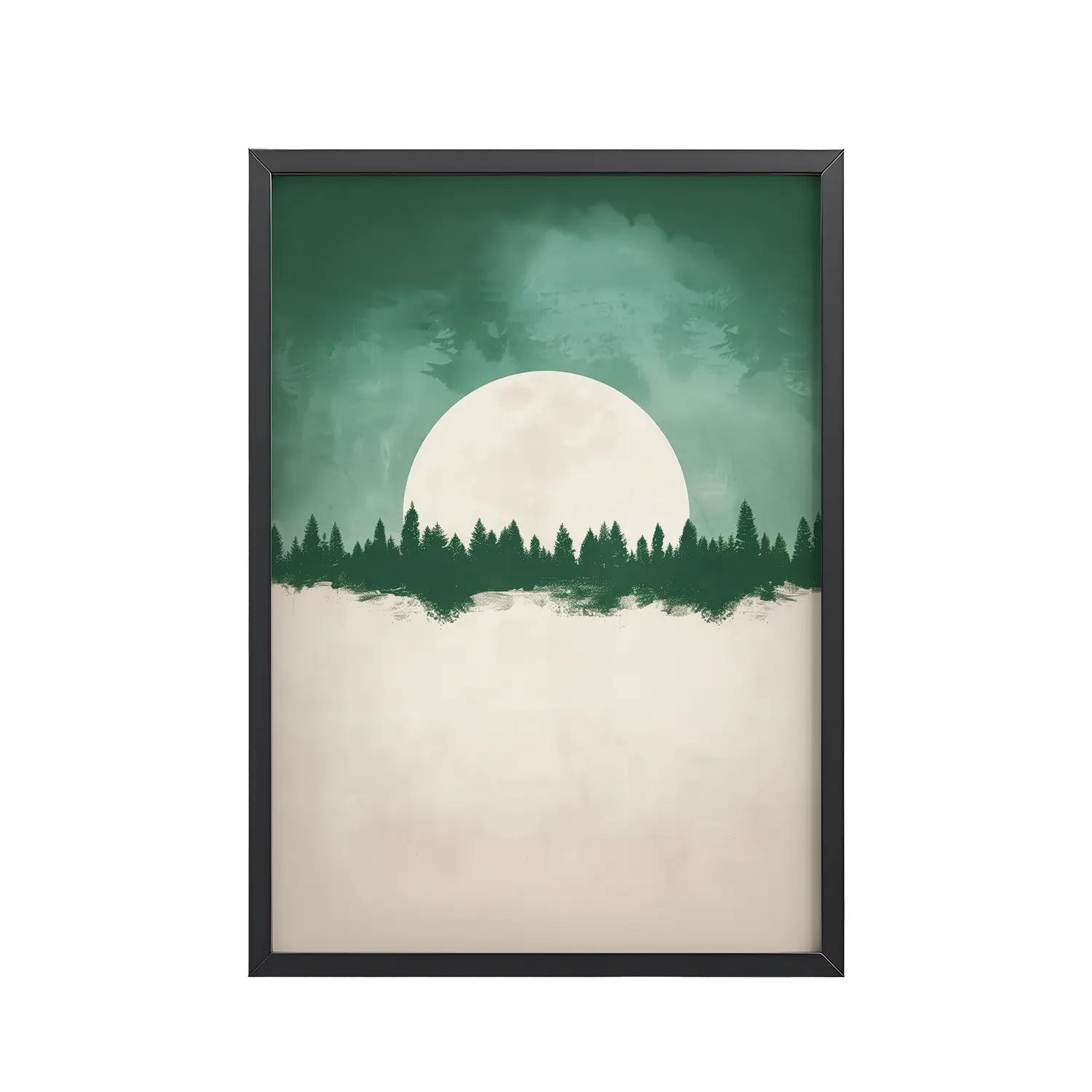 71Black_Frame_DINA4_Mockup_PSD_TransparentForest Glow Under a Full Moon Forest Glow Under a Full Moon — Minimal Landscape Wall Decor — Framed Poster