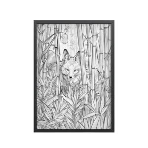 Fox Spirit in Bamboo Forest — Fox Among Bamboo Wall Decor — Framed Poster