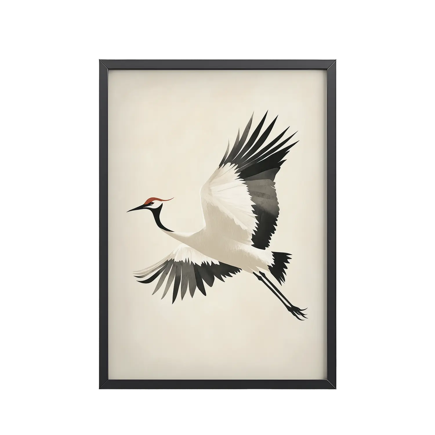 94Black_Frame_DINA4_Mockup_PSD_TransparentGraceful Crane in Flight Graceful Crane in Flight — Red-Crowned Flying Crane Wall Art — Framed Poster