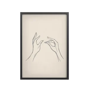 Gyan Mudra Hands — Minimal Line Wall Art — Framed Poster
