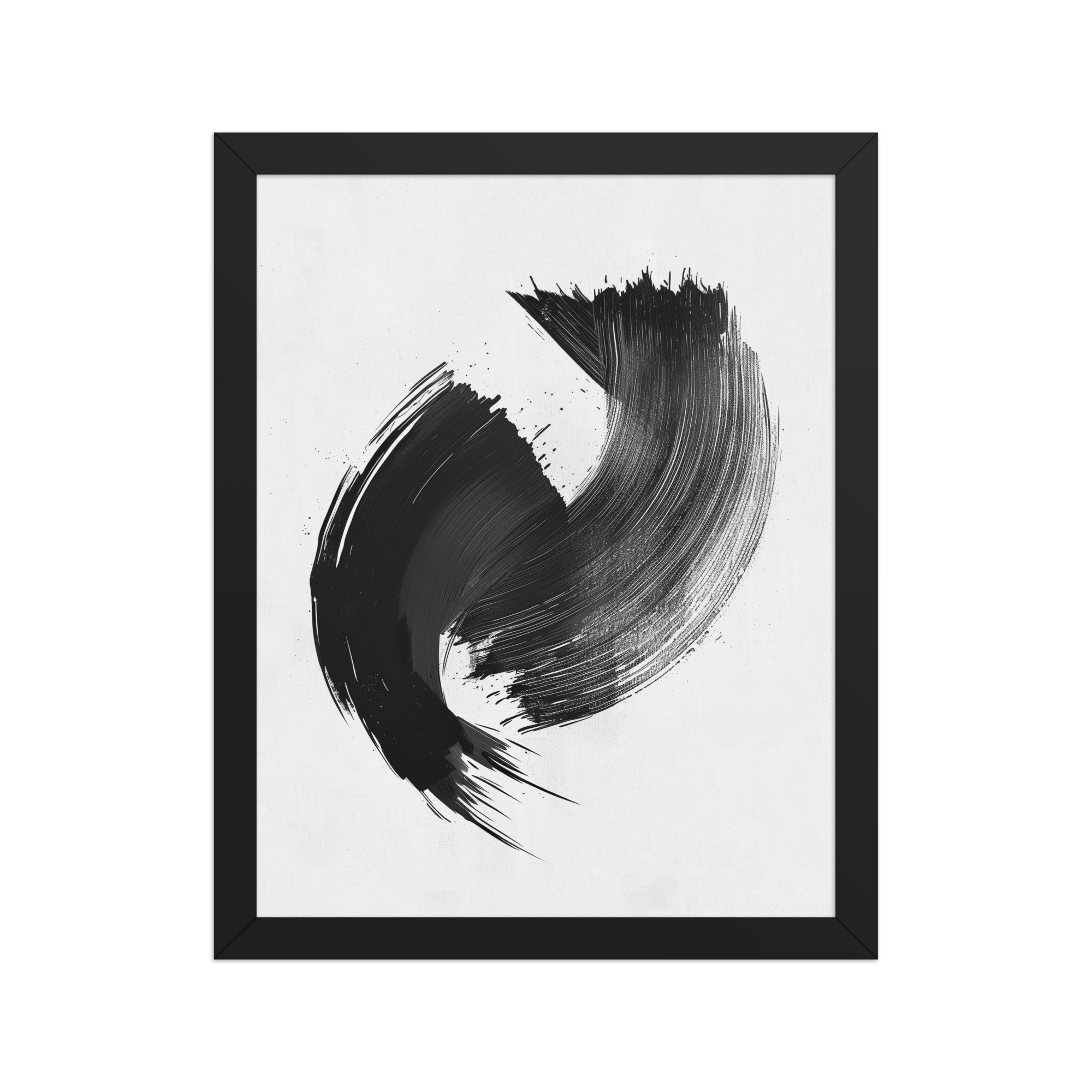 enhanced-matte-paper-framed-poster-in-black-11x14-front-68f88ea6d37b0.jpg Brushstroke Swirl — Zen Sumi-e Ink Abstract Wall Decor — Framed Poster - Image 3