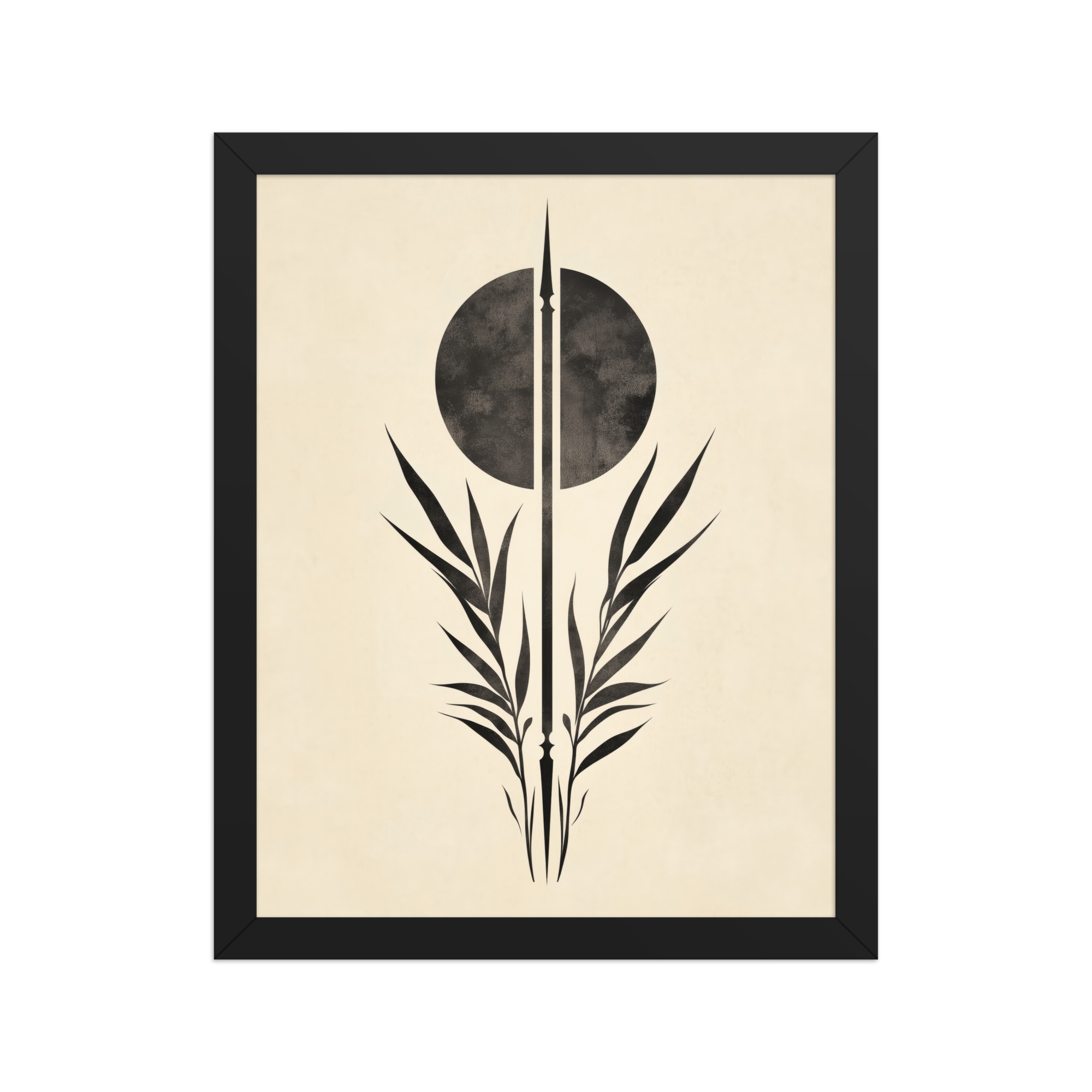 enhanced-matte-paper-framed-poster-in-black-11x14-front-68f89857c7480.jpg Zen Botanical Emblem — Minimal Botanical Ink Wall Art — Framed Poster - Image 2
