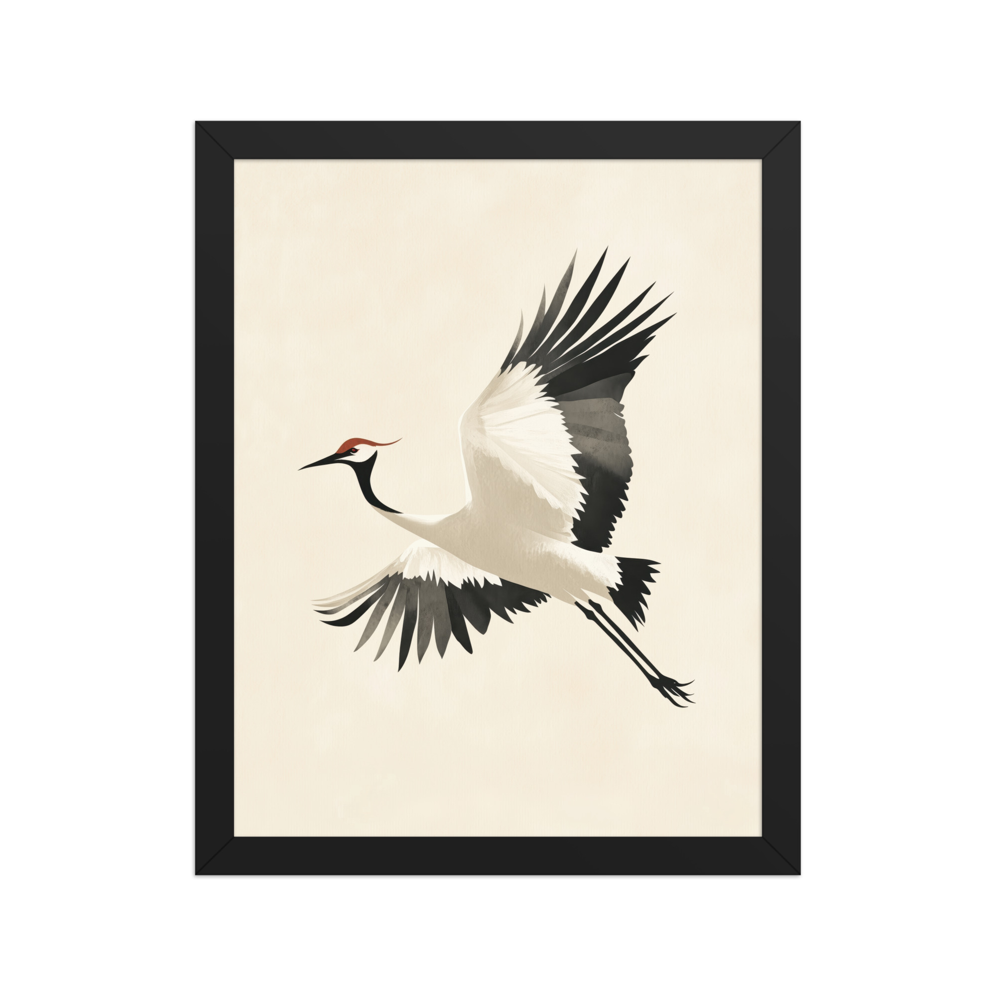enhanced-matte-paper-framed-poster-in-black-11x14-front-68f90047c99bb.jpg Graceful Crane in Flight — Red-Crowned Flying Crane Wall Art — Framed Poster - Image 3