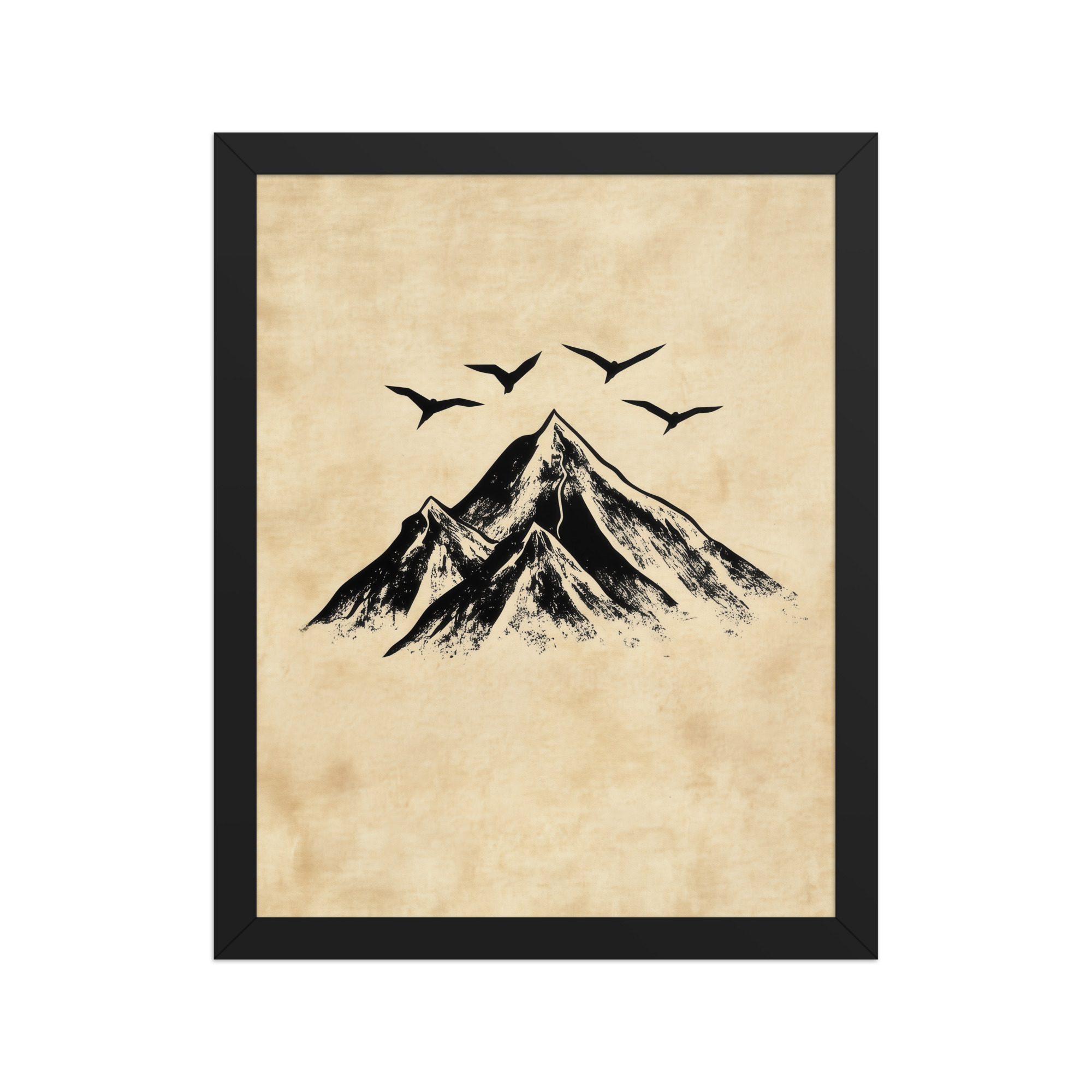 enhanced-matte-paper-framed-poster-in-black-11x14-front-68f91cab2c4d7.jpg Four Peaks in Ink — Mountain Landscape Wall Art — Framed Poster - Image 3