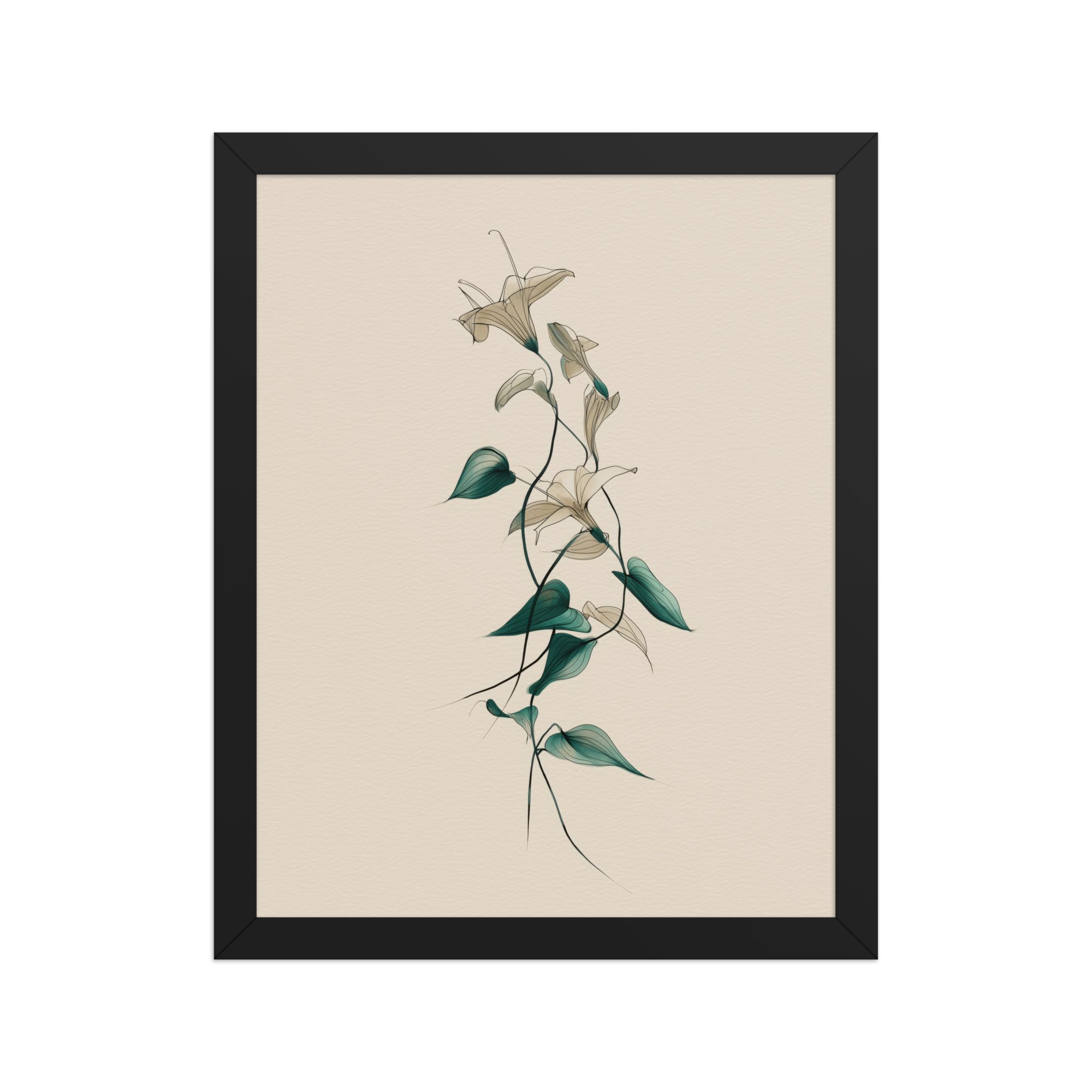 enhanced-matte-paper-framed-poster-in-black-11x14-front-68f91e0a47d15.jpg Lily Flow — Japandi Floral Line-Art Decor Lilies — Framed Poster - Image 3