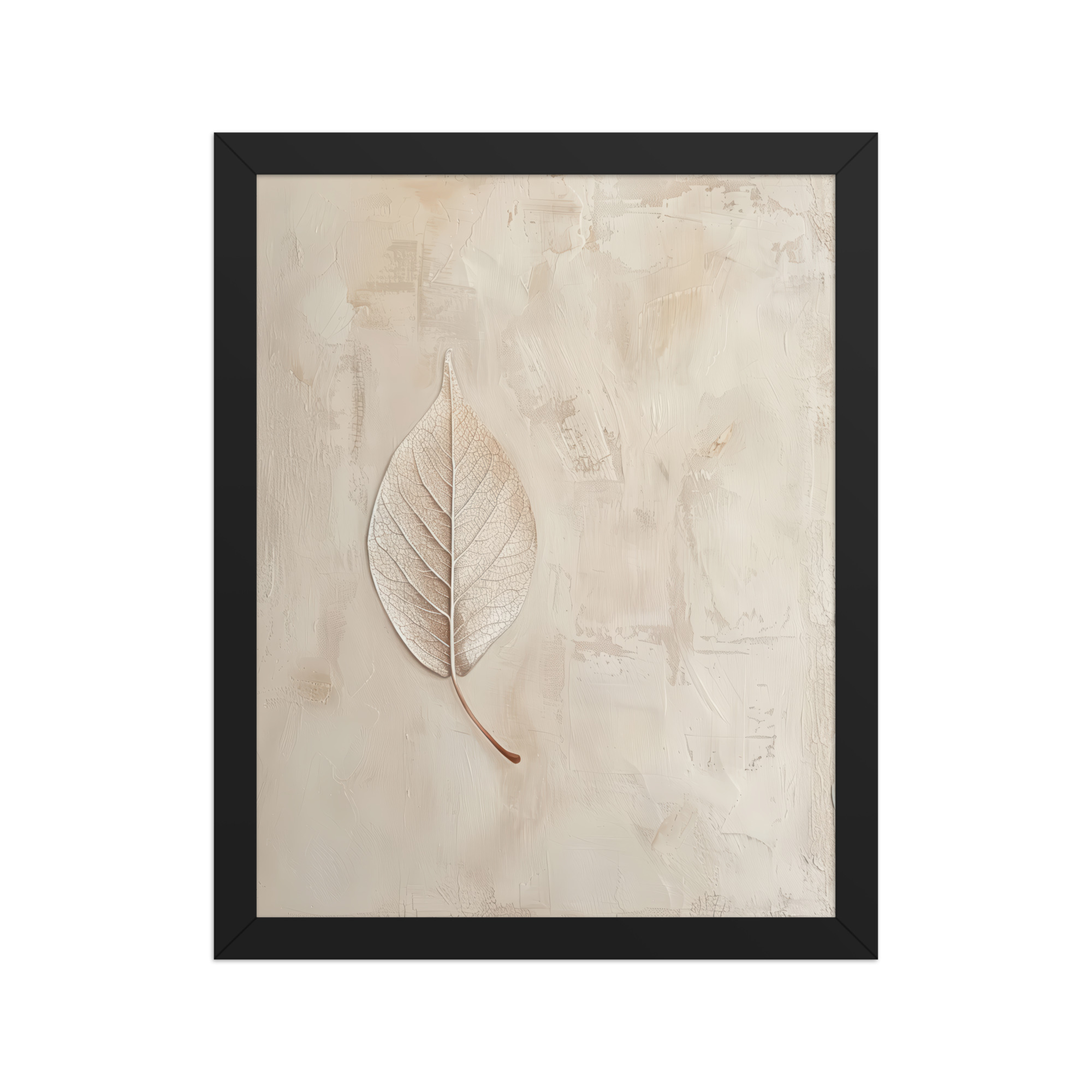 enhanced-matte-paper-framed-poster-in-black-11x14-front-68f9c345b32f7.jpg Wabi-Sabi Leaf II — Neutral Textured Botanical Wall Art — Framed Poster - Image 3
