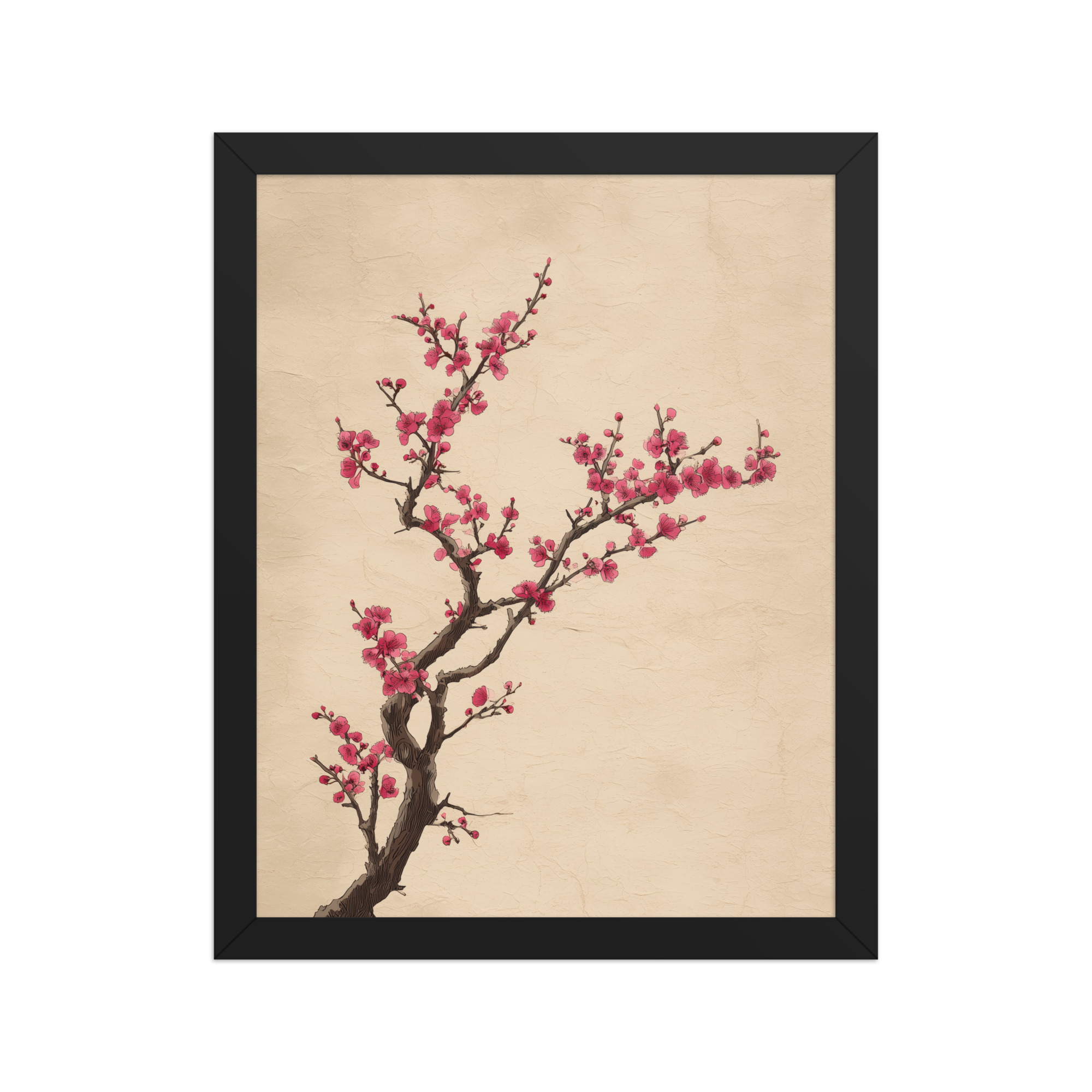 enhanced-matte-paper-framed-poster-in-black-11x14-front-68f9c4a5c5296.jpg Plum Blossom Branch — Japanese Ink Illustration Wall Decor — Framed Poster - Image 3