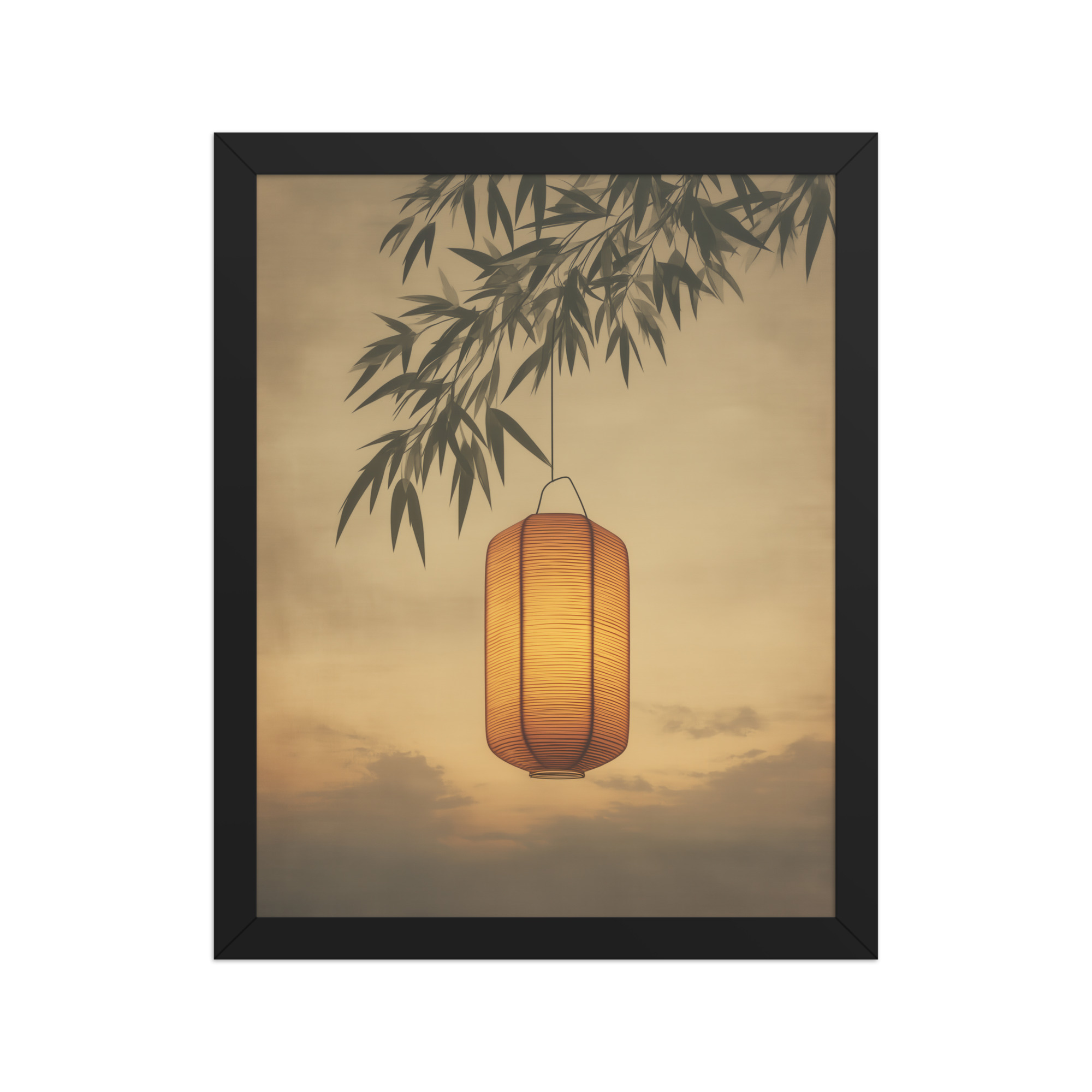 enhanced-matte-paper-framed-poster-in-black-11x14-front-68f9cb4c46e20.jpg Lantern Glow — Japanese Lantern Minimal Wall Decor — Framed Poster - Image 2