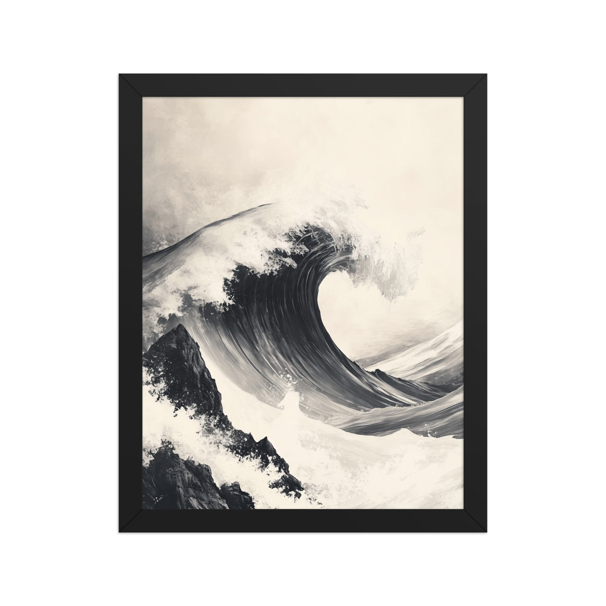 enhanced-matte-paper-framed-poster-in-black-11x14-front-68f9cd956ee3f.jpg Tidal Harmony — Japanese Wave Minimal Seascape Wall Art — Framed Poster - Image 2