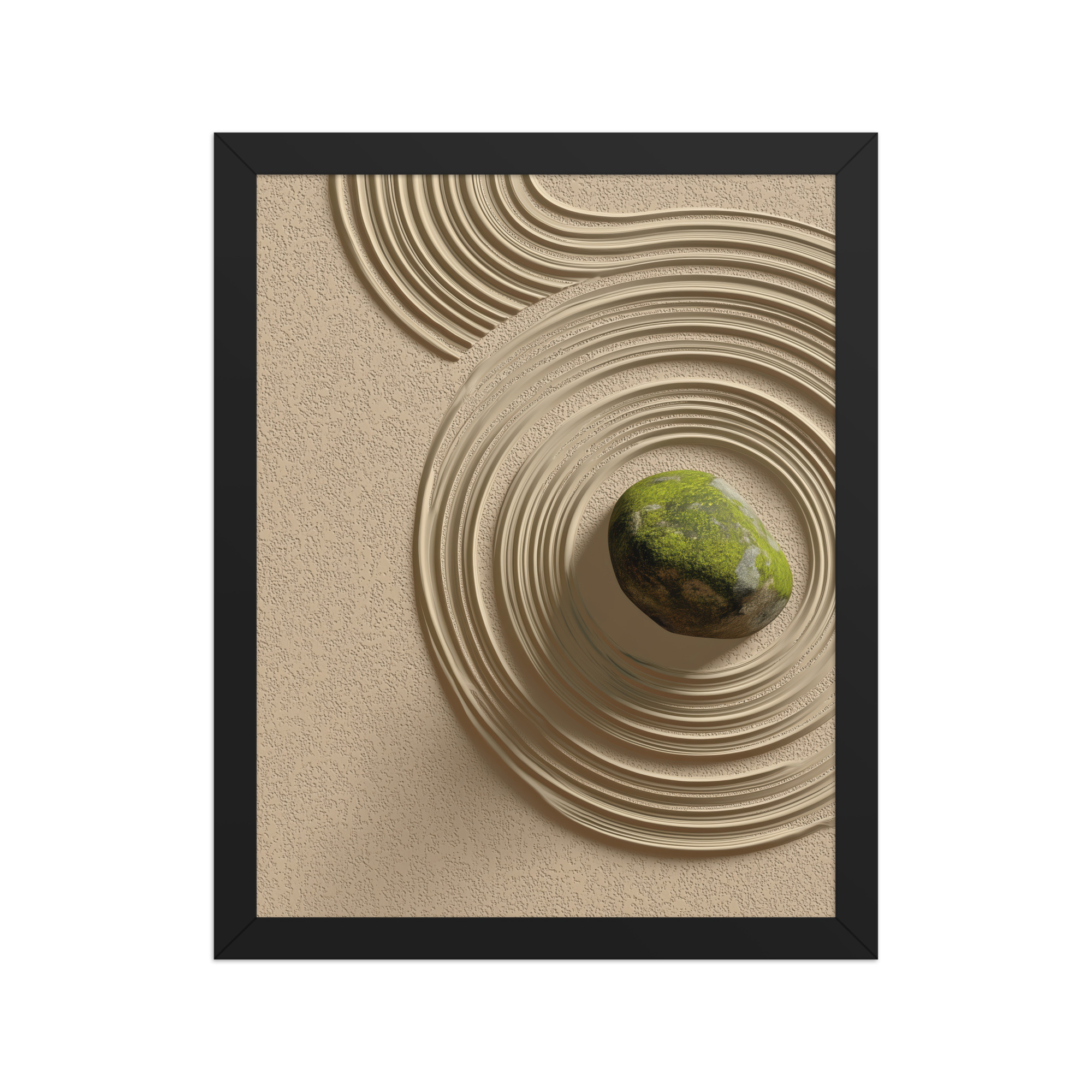 enhanced-matte-paper-framed-poster-in-black-11x14-front-68f9e5b7c702d.jpg Zen Garden Harmony – Moss Stone I Minimal Wall Art – Framed Poster - Image 3