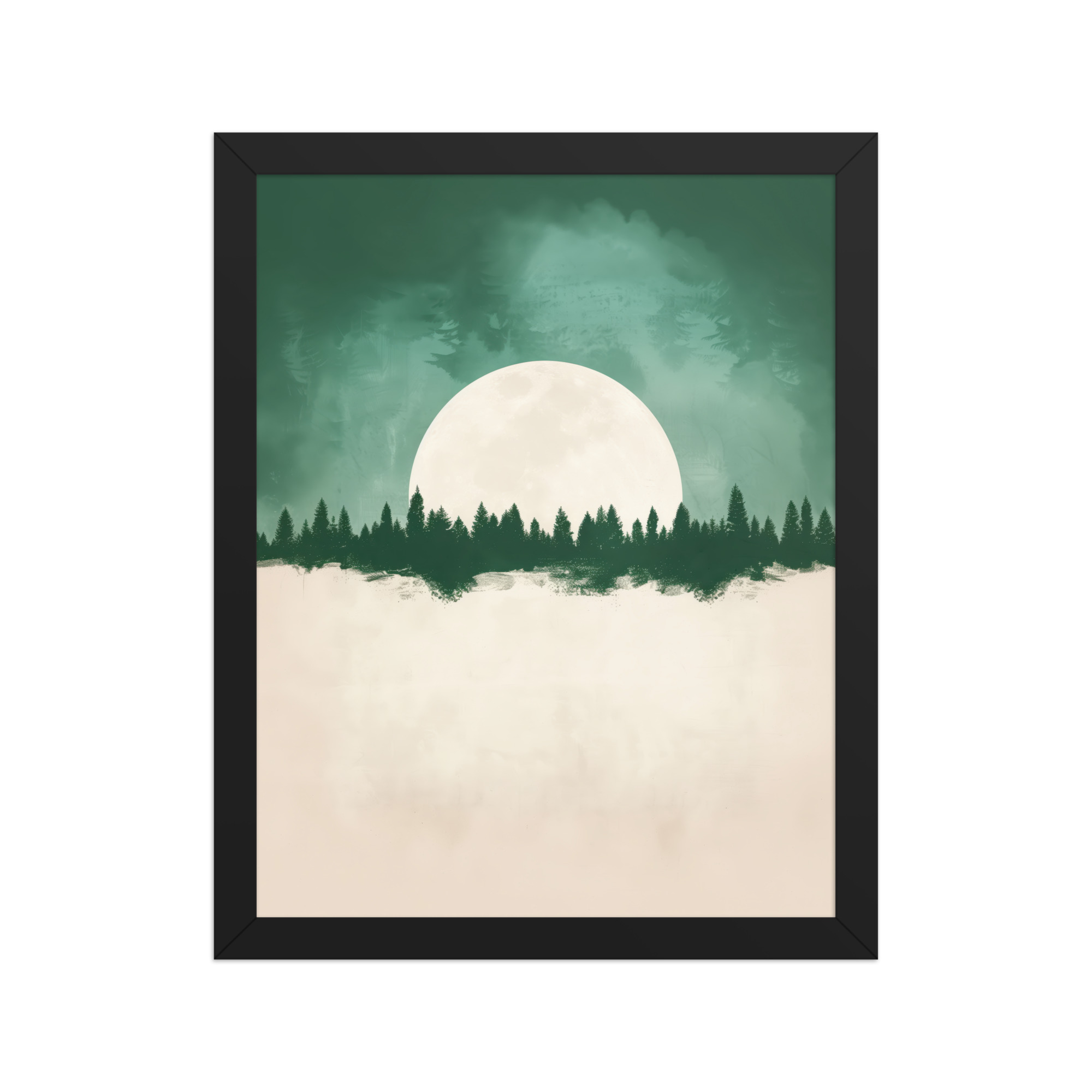 enhanced-matte-paper-framed-poster-in-black-11x14-front-68f9fe4f642d1.jpg Forest Glow Under a Full Moon — Minimal Landscape Wall Decor — Framed Poster - Image 2