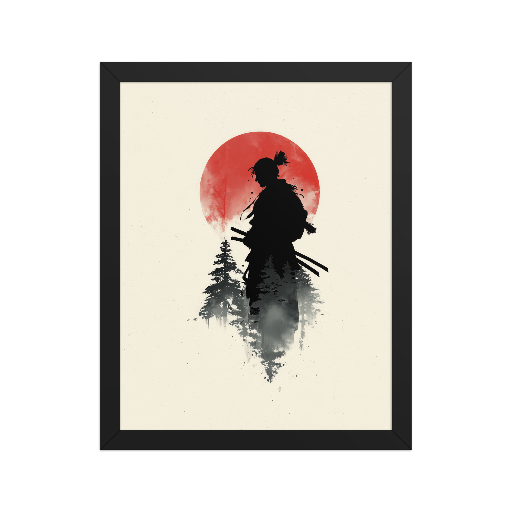 enhanced-matte-paper-framed-poster-in-black-11x14-front-68fa15d358ef0.jpg Silent Watch Samurai II – Minimalist Japandi Samurai Minimal Japanese Decor – Framed Poster - Image 3