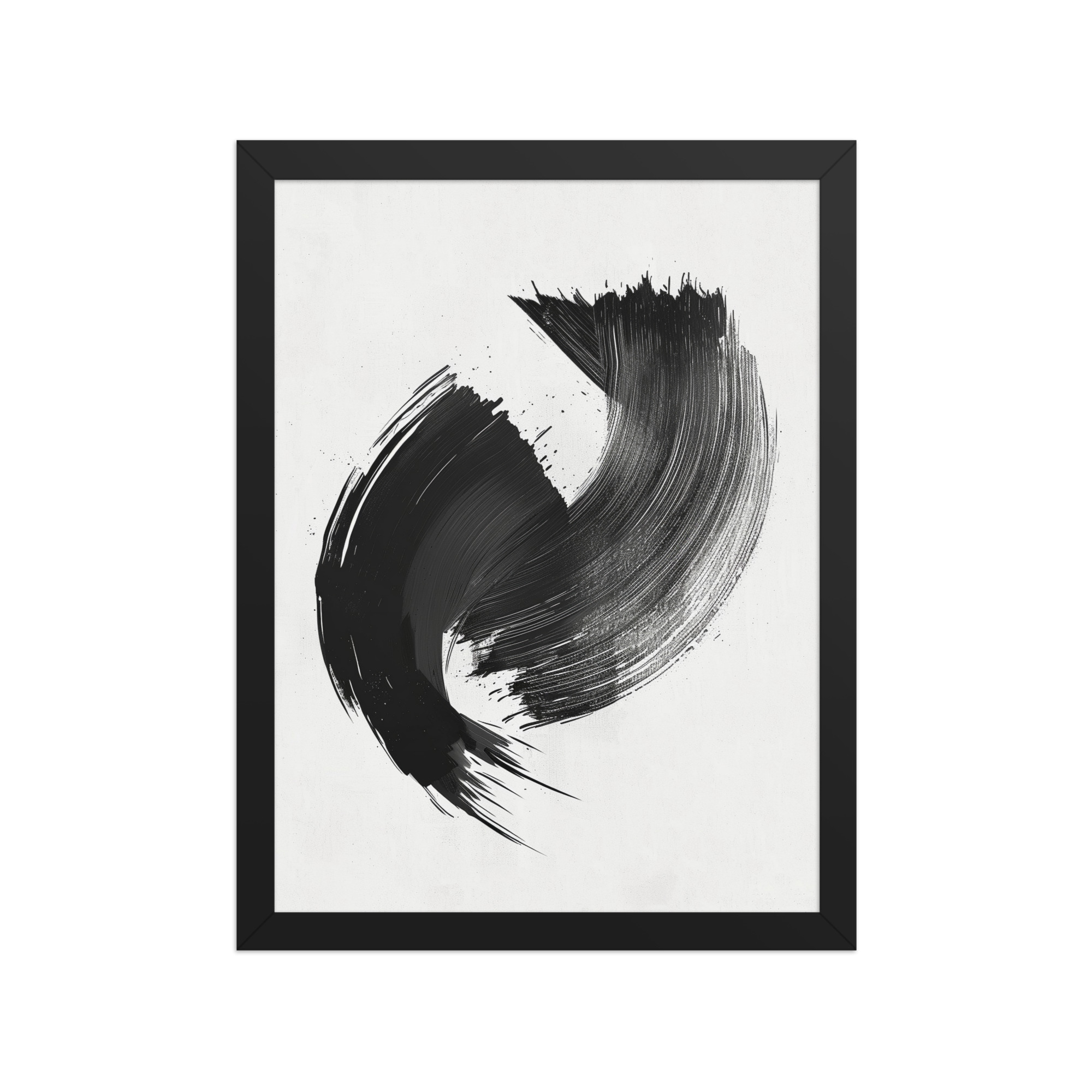 enhanced-matte-paper-framed-poster-in-black-12x16-front-68f88ea6d3849.jpg Brushstroke Swirl — Zen Sumi-e Ink Abstract Wall Decor — Framed Poster - Image 4