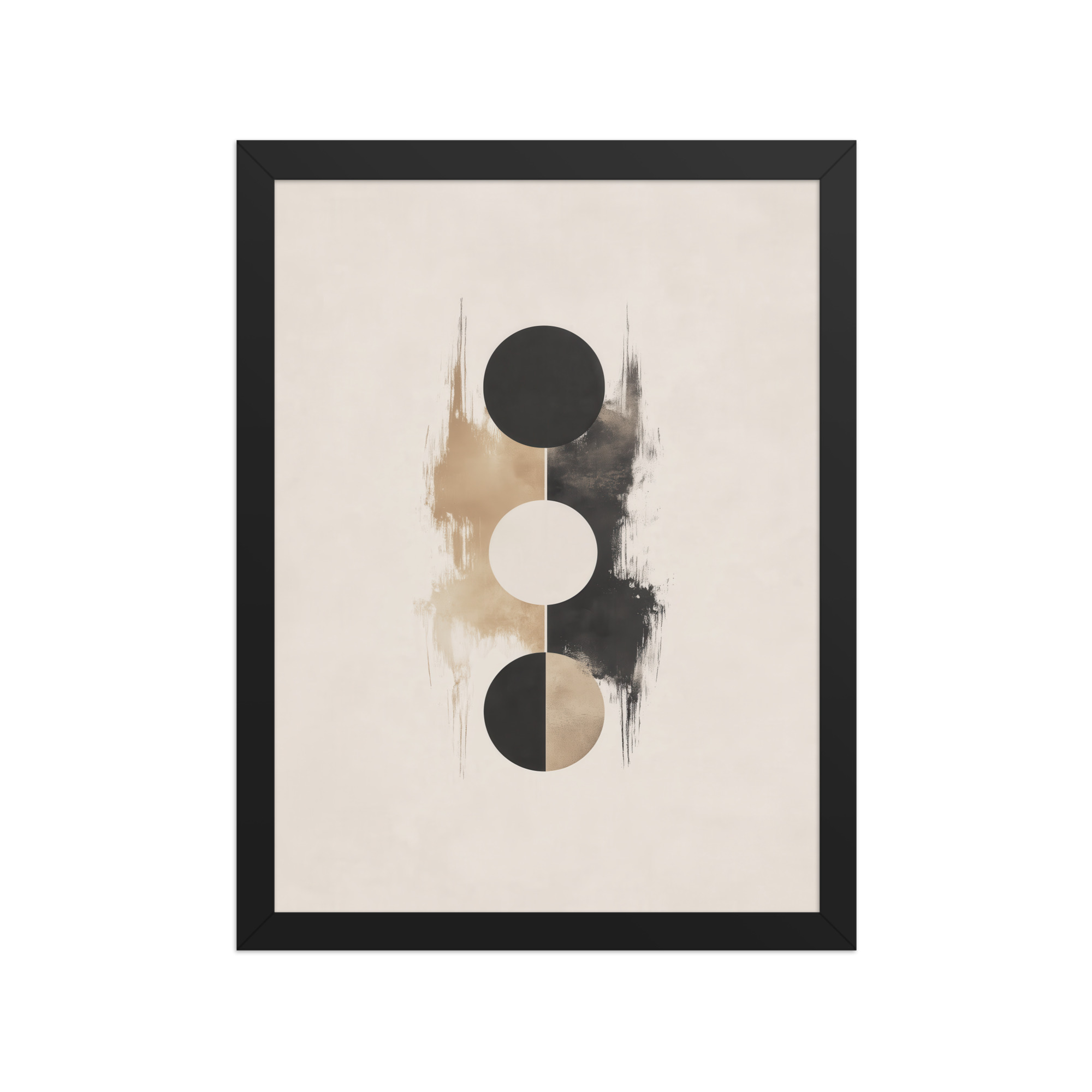enhanced-matte-paper-framed-poster-in-black-12x16-front-68f896b825fd2.jpg Japandi Balance — Minimal Geometric Circles in Warm Neutrals Wall Art — Framed Poster - Image 4