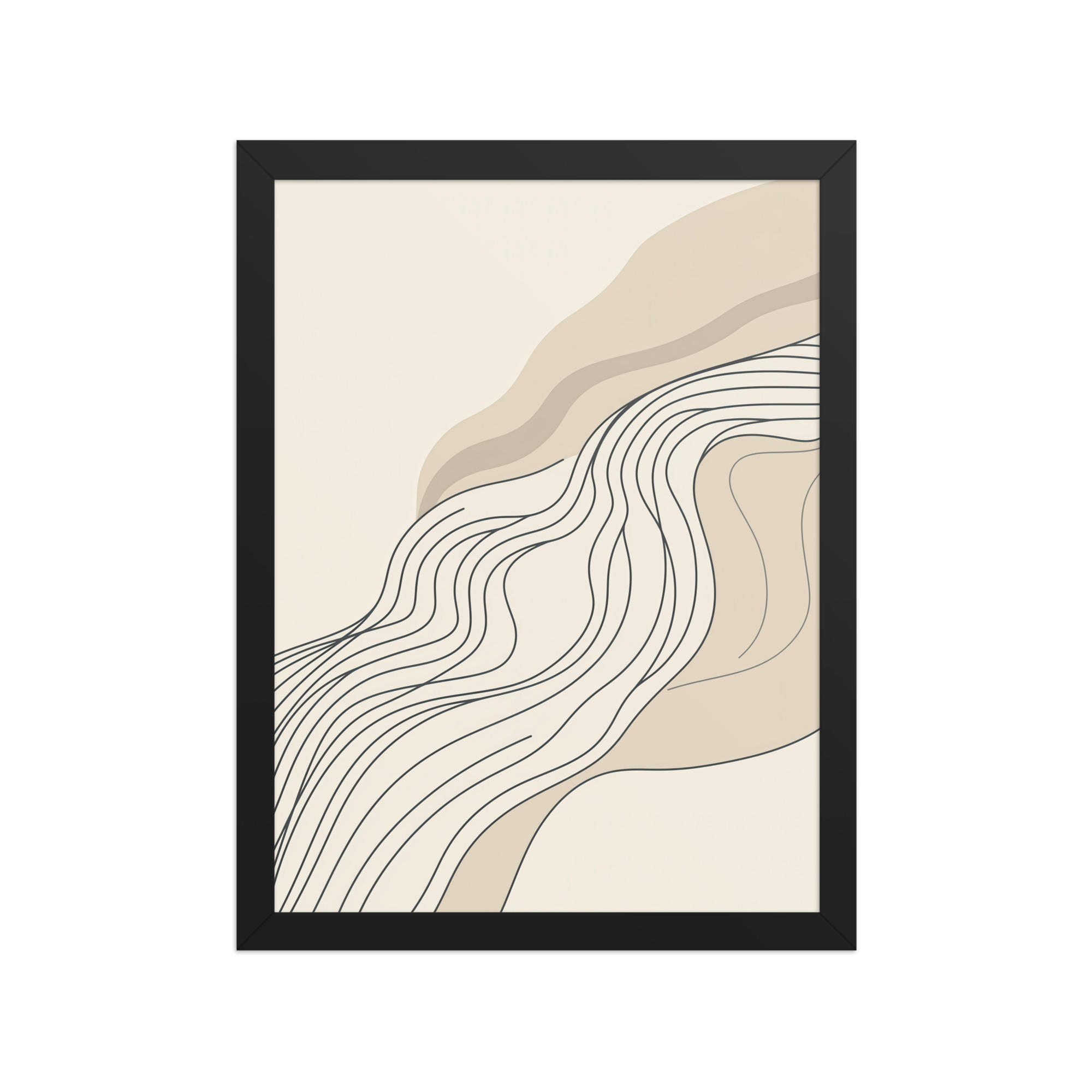 enhanced-matte-paper-framed-poster-in-black-12x16-front-68f89718080bf.jpg Soft Line Flow — Minimal Warm Neutral Color Abstract Line Art — Framed Poster - Image 2