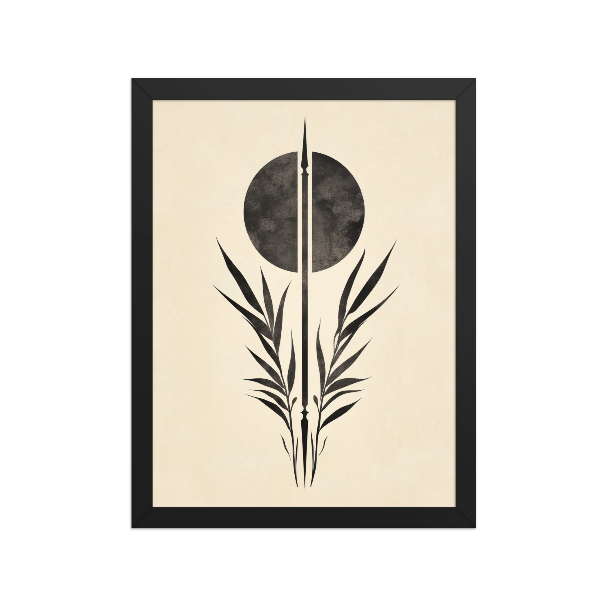 enhanced-matte-paper-framed-poster-in-black-12x16-front-68f89857c7537.jpg Zen Botanical Emblem — Minimal Botanical Ink Wall Art — Framed Poster - Image 3