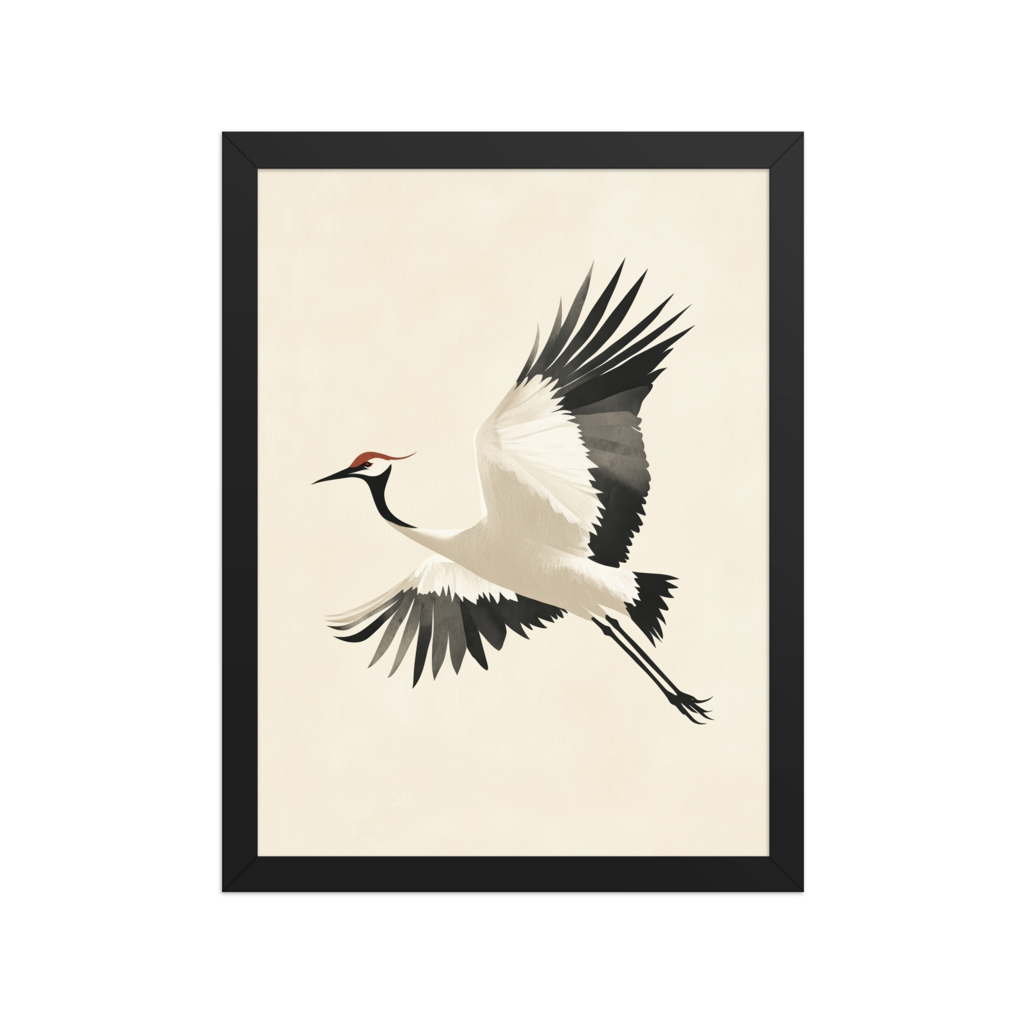 enhanced-matte-paper-framed-poster-in-black-12x16-front-68f90047c9a6c.jpg Graceful Crane in Flight — Red-Crowned Flying Crane Wall Art — Framed Poster - Image 4