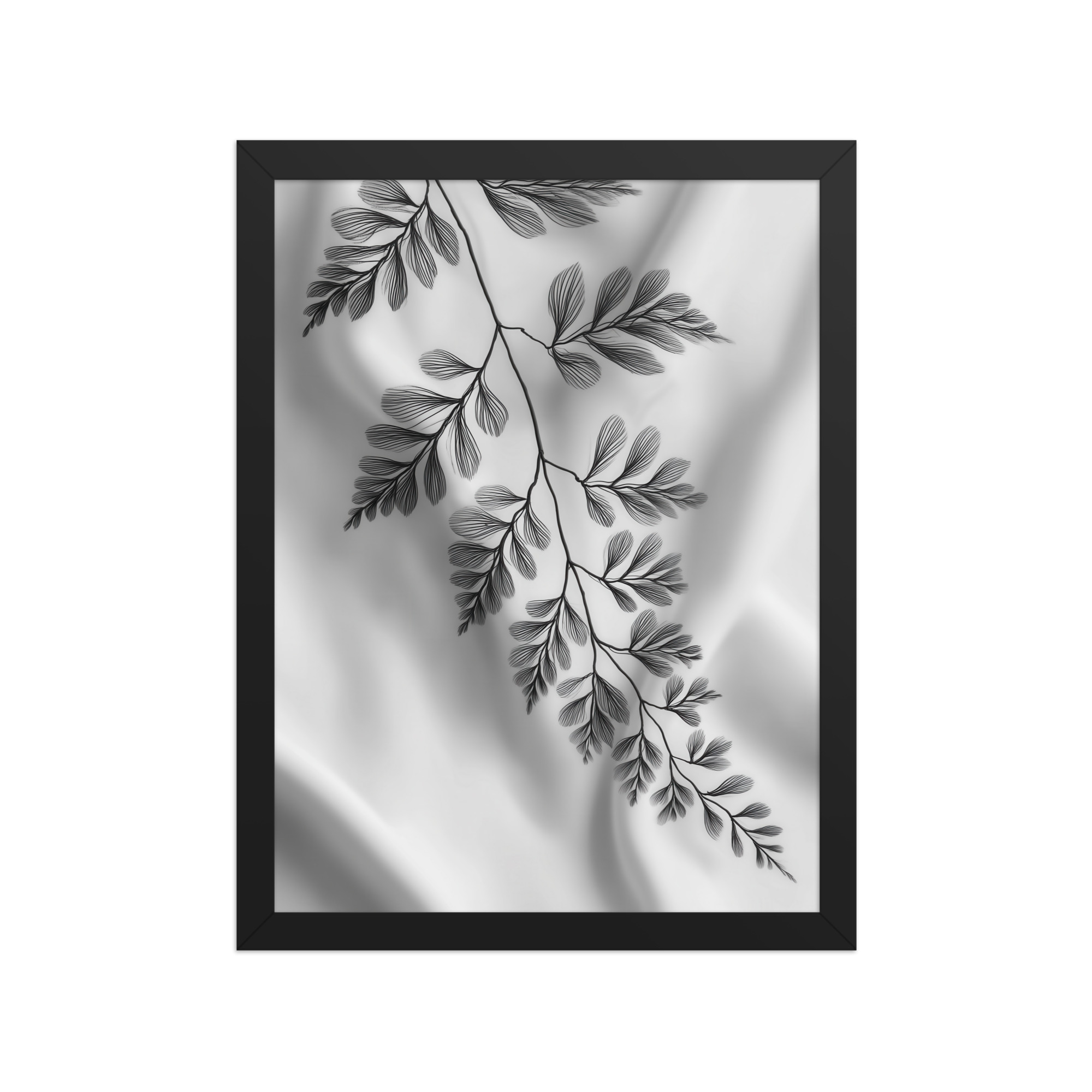 enhanced-matte-paper-framed-poster-in-black-12x16-front-68f909383de72.jpg Fern of Still Shadows — Botanical Ink Wall Decor — Framed Poster - Image 2