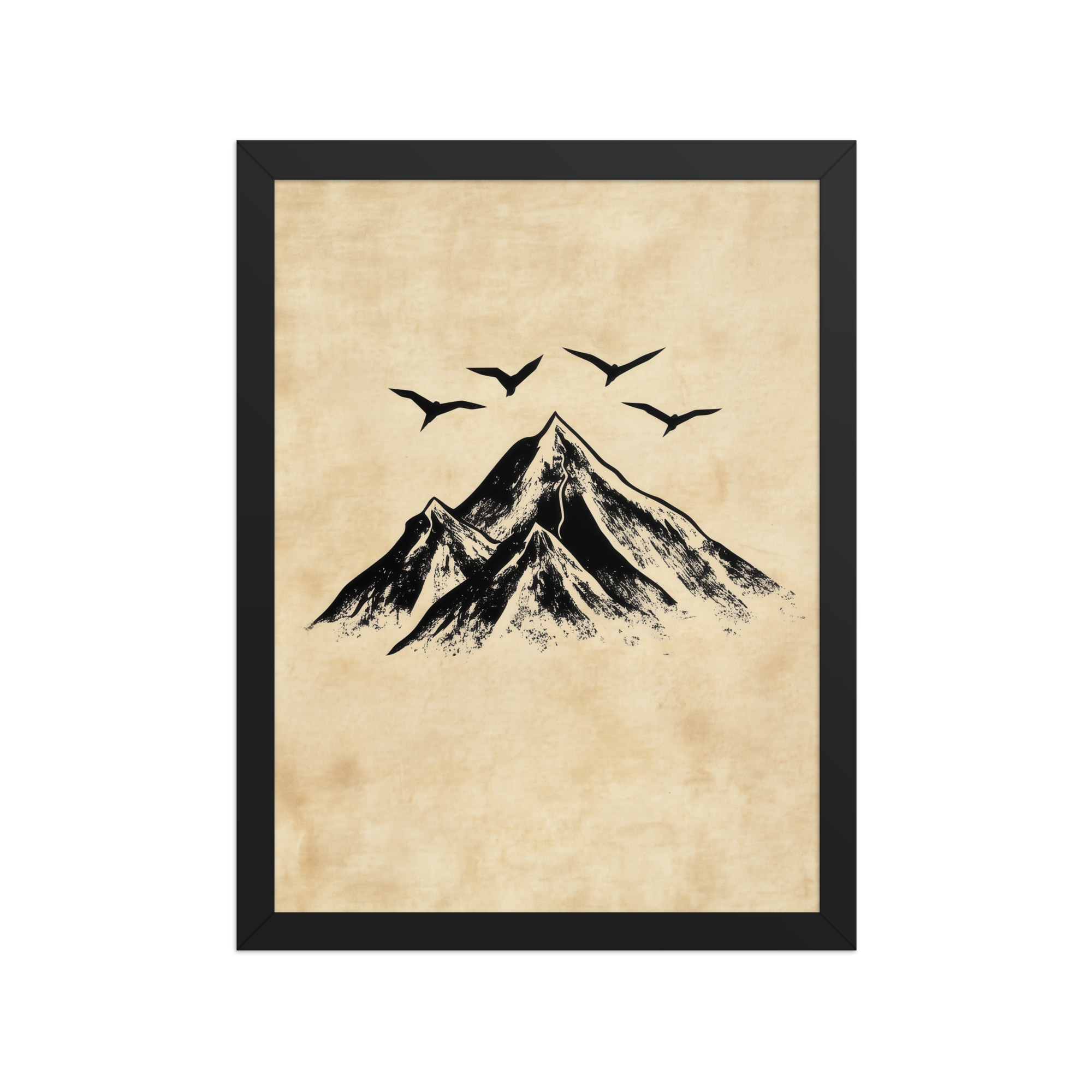 enhanced-matte-paper-framed-poster-in-black-12x16-front-68f91cab2c563.jpg Four Peaks in Ink — Mountain Landscape Wall Art — Framed Poster - Image 4