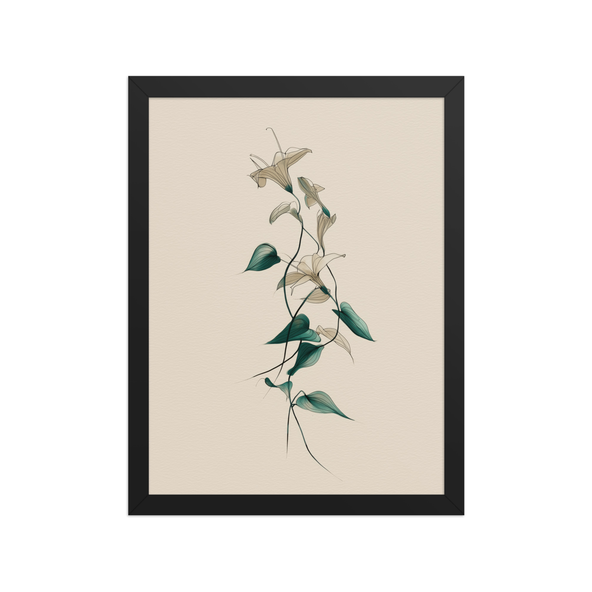enhanced-matte-paper-framed-poster-in-black-12x16-front-68f91e0a47dac.jpg Lily Flow — Japandi Floral Line-Art Decor Lilies — Framed Poster - Image 4