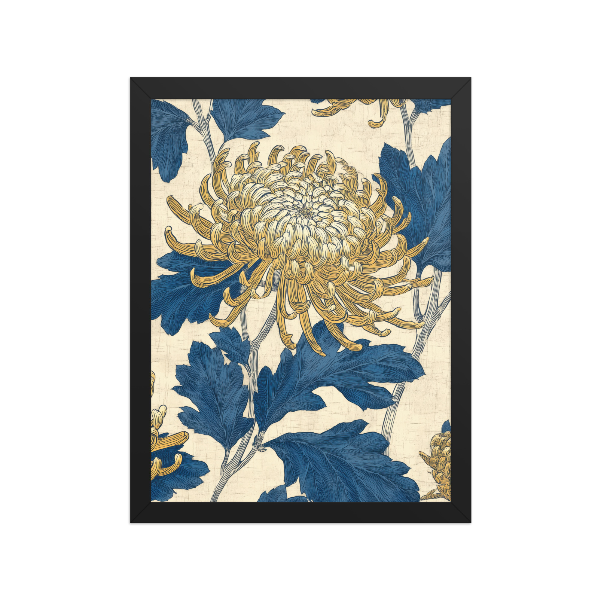 enhanced-matte-paper-framed-poster-in-black-12x16-front-68f9c2d91493a.jpg Chrysanthemum Pattern — Botanical Wall Art — Framed Poster - Image 4