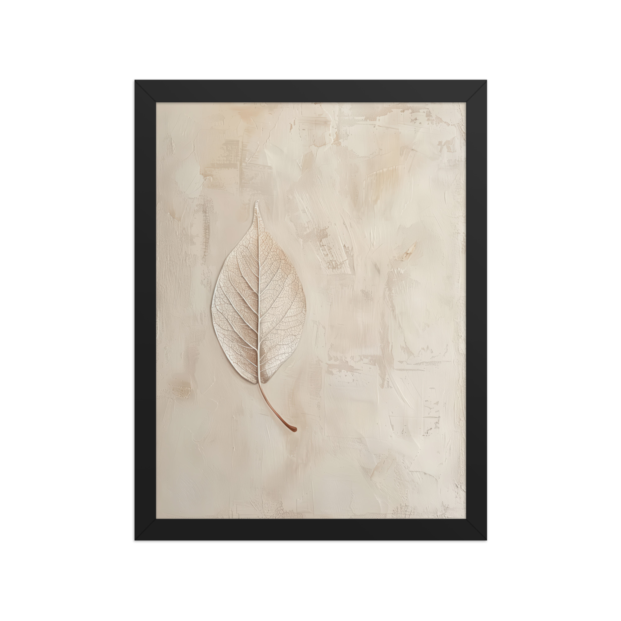 enhanced-matte-paper-framed-poster-in-black-12x16-front-68f9c345b3397.jpg Wabi-Sabi Leaf II — Neutral Textured Botanical Wall Art — Framed Poster - Image 4
