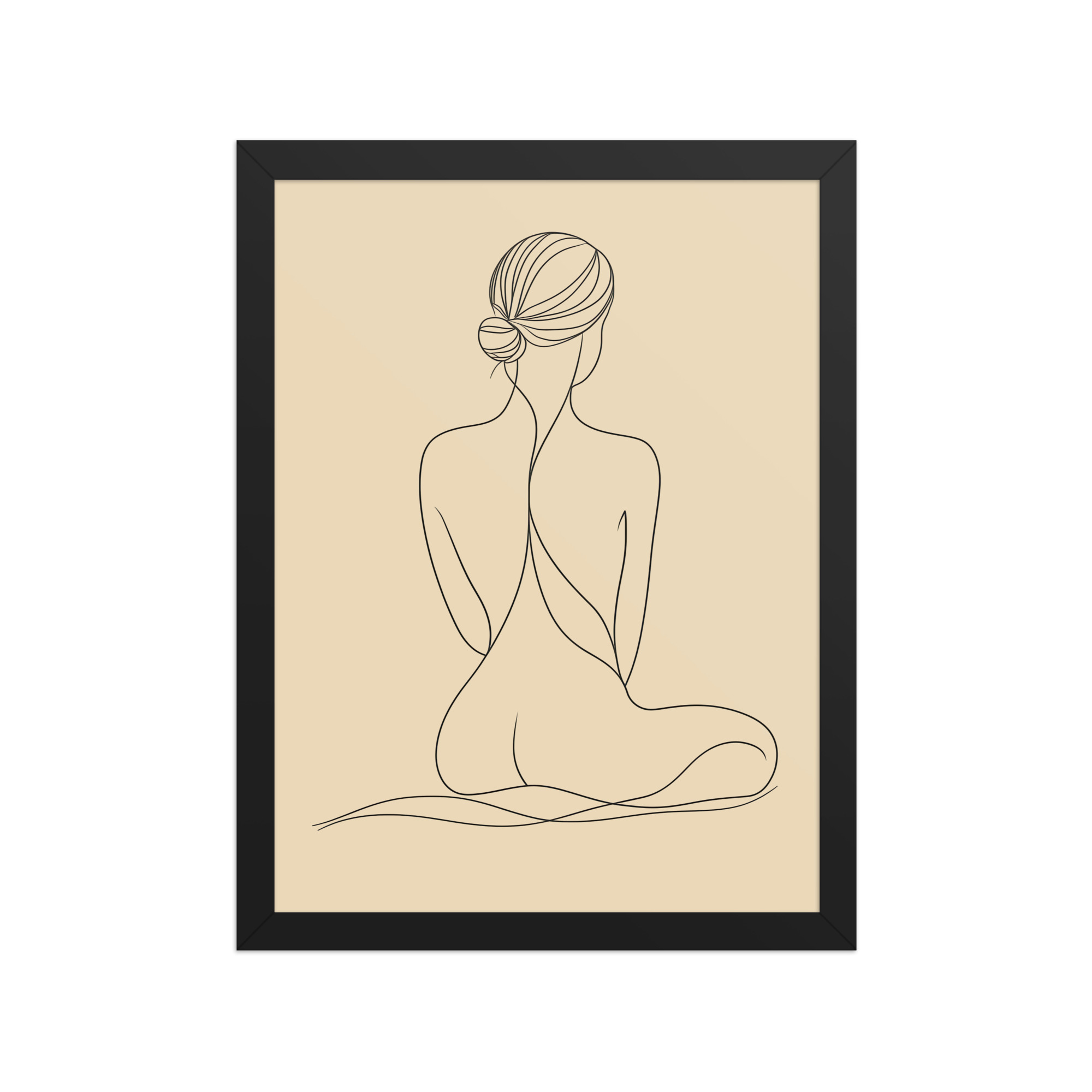 enhanced-matte-paper-framed-poster-in-black-12x16-front-68f9c8d4da5a4.jpg Seated Elegance On Knees — Minimalist Figure Line Wall Art — Framed Poster - Image 2