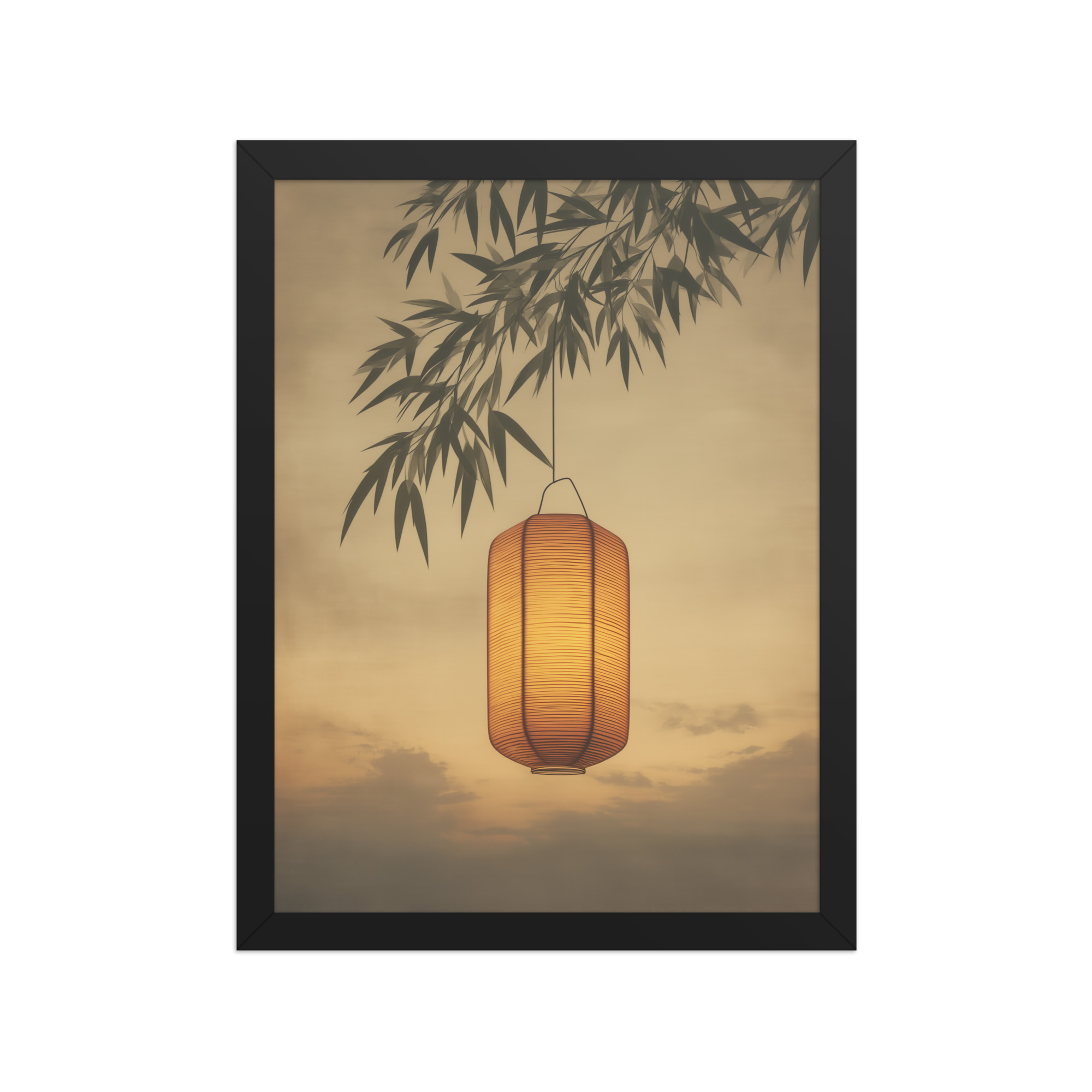 enhanced-matte-paper-framed-poster-in-black-12x16-front-68f9cb4c46ec8.jpg Lantern Glow — Japanese Lantern Minimal Wall Decor — Framed Poster - Image 3
