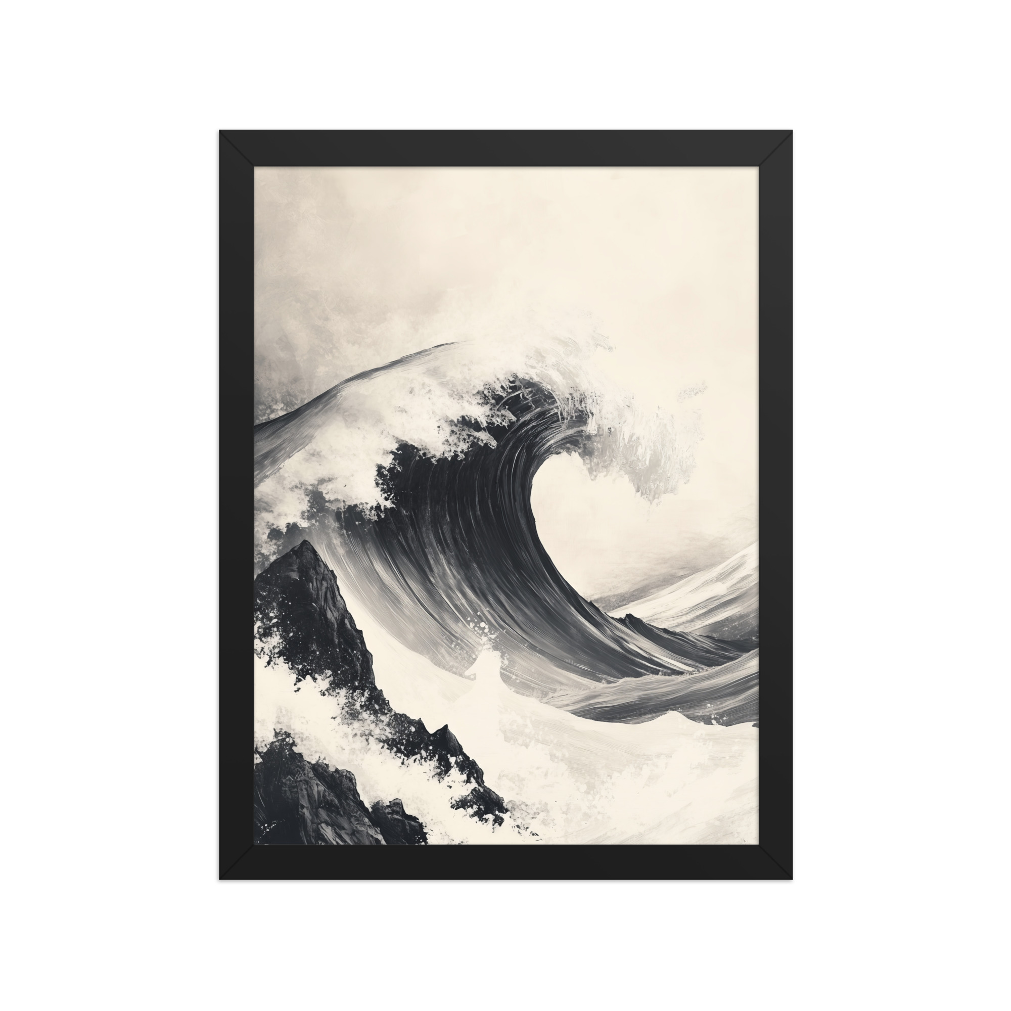 enhanced-matte-paper-framed-poster-in-black-12x16-front-68f9cd956ef02.jpg Tidal Harmony — Japanese Wave Minimal Seascape Wall Art — Framed Poster - Image 3
