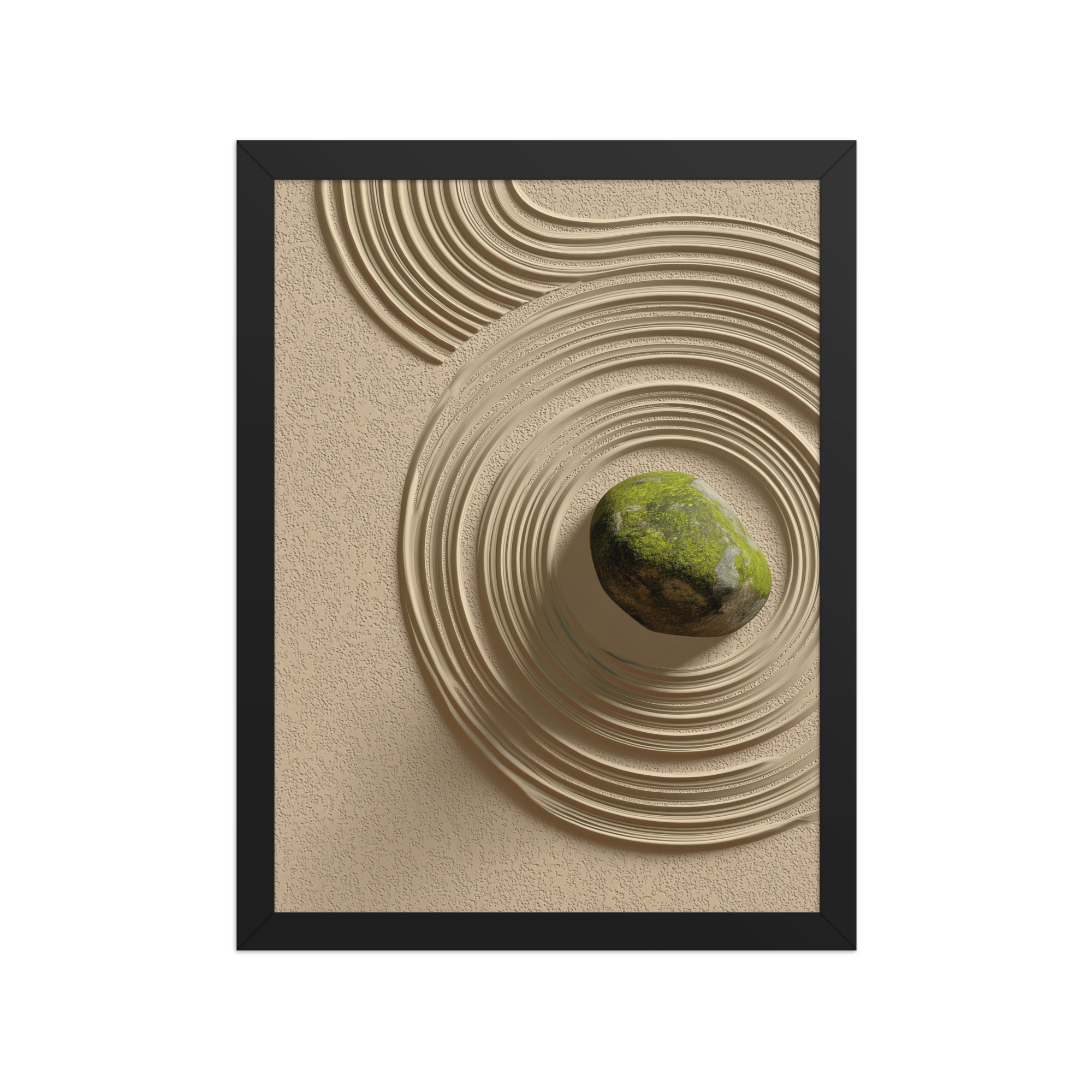 enhanced-matte-paper-framed-poster-in-black-12x16-front-68f9e5b7c7134.jpg Zen Garden Harmony – Moss Stone I Minimal Wall Art – Framed Poster - Image 4
