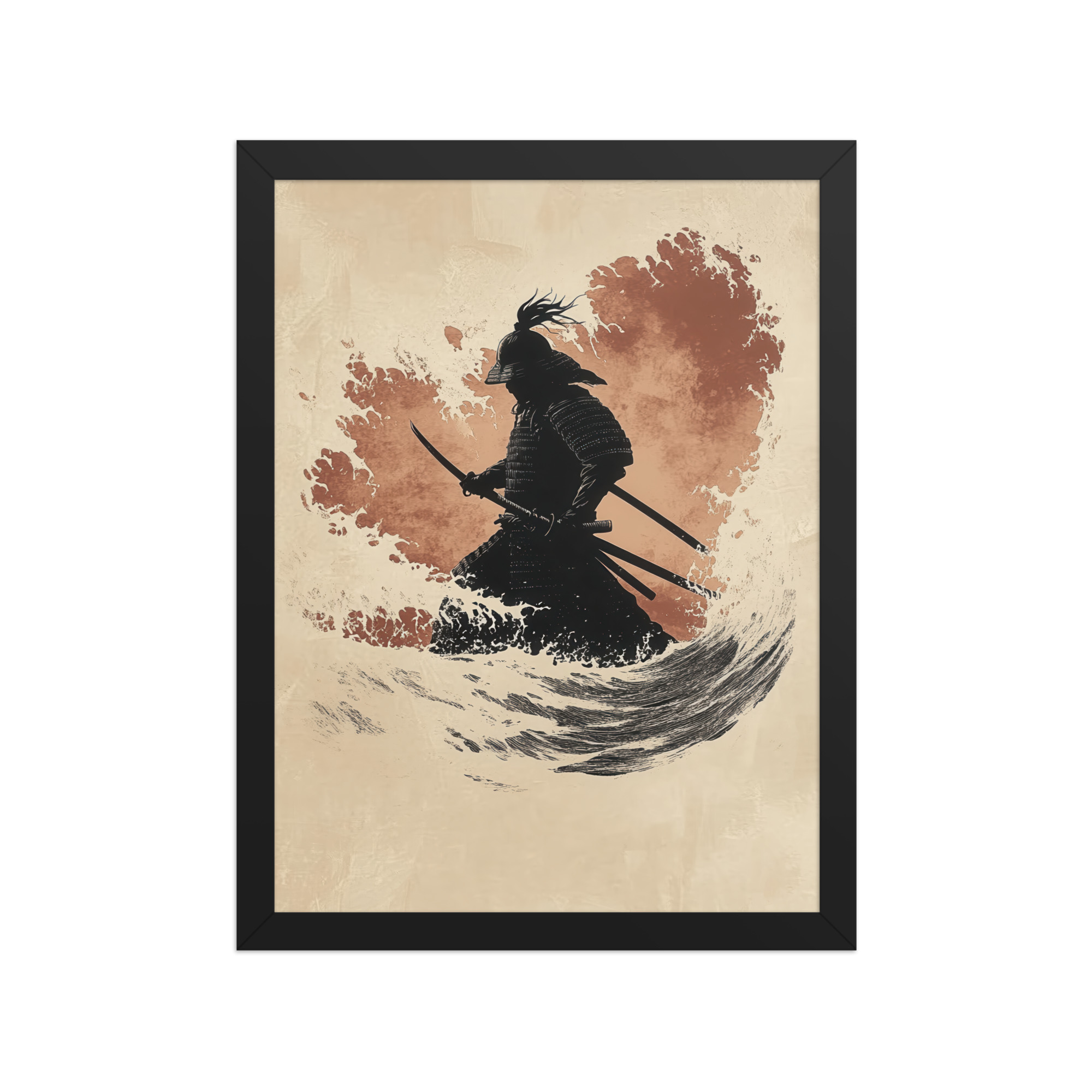 enhanced-matte-paper-framed-poster-in-black-12x16-front-68fa209d45516.jpg Crimson Guard – Samurai Against The Rising Spray Wall Decor – Framed Poster - Image 3