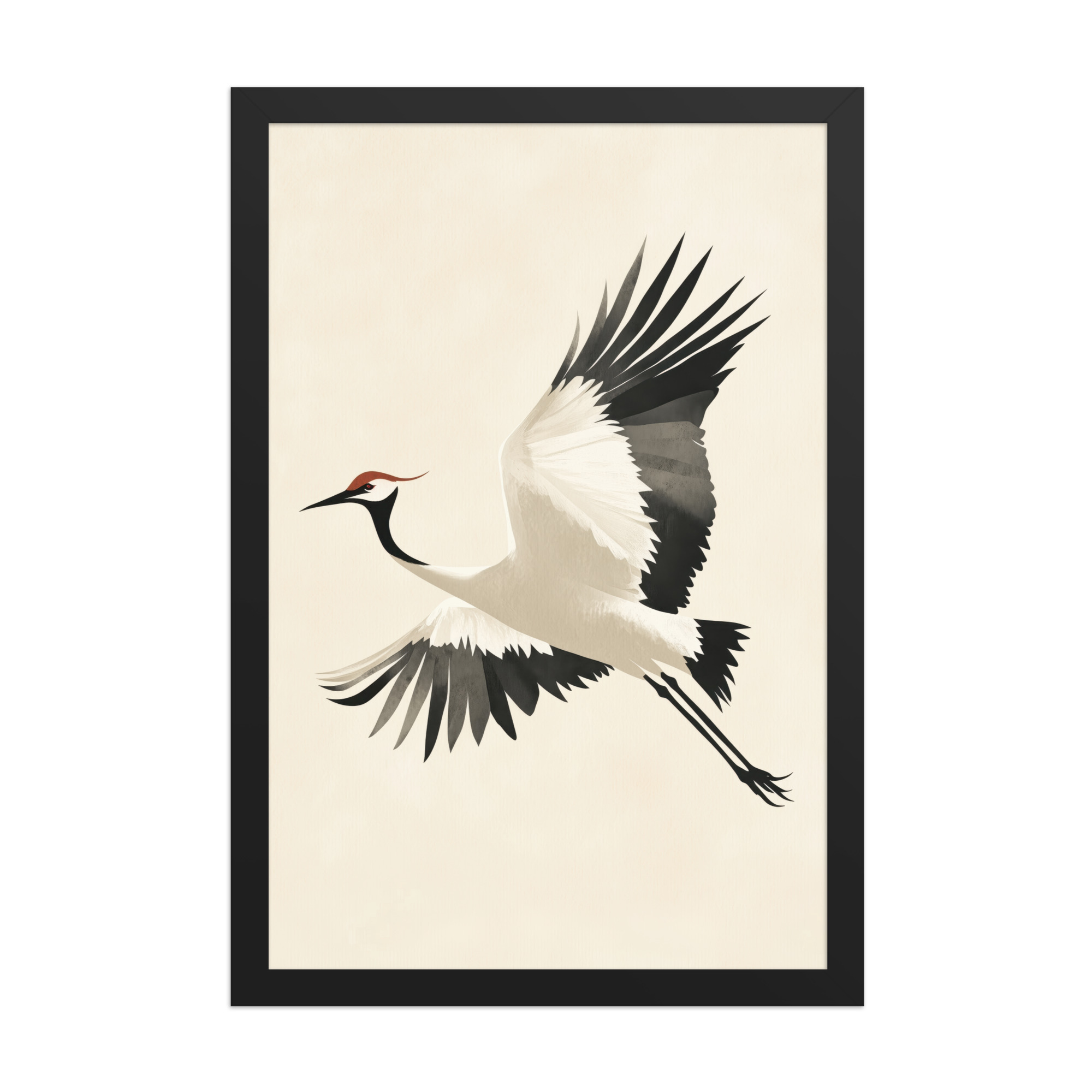 enhanced-matte-paper-framed-poster-in-black-12x18-front-68f90047c9b05.jpg Graceful Crane in Flight — Red-Crowned Flying Crane Wall Art — Framed Poster - Image 5